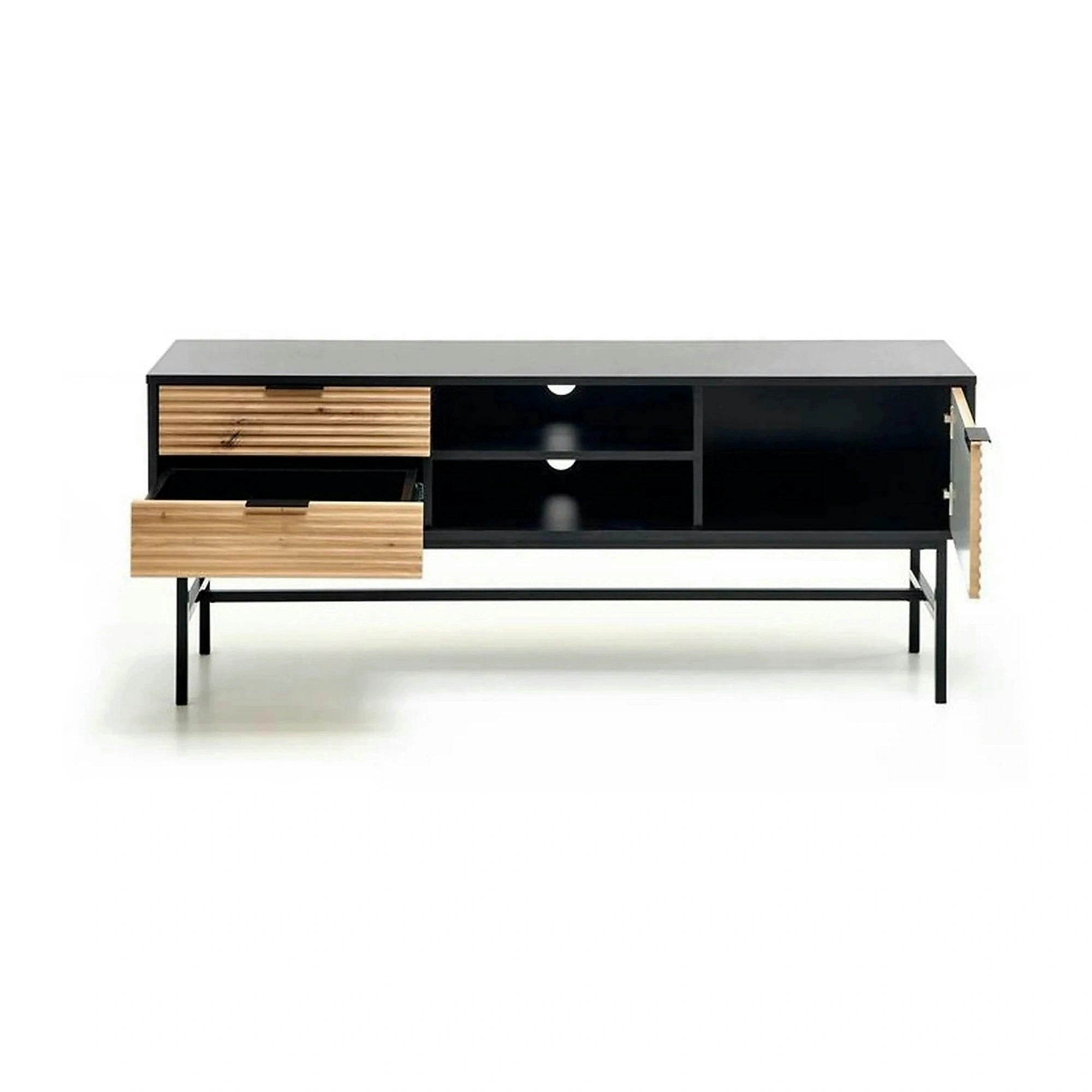 Comoda TV MURANO, stejar artisan/negru, PAL/metal, 150x40x61 cm