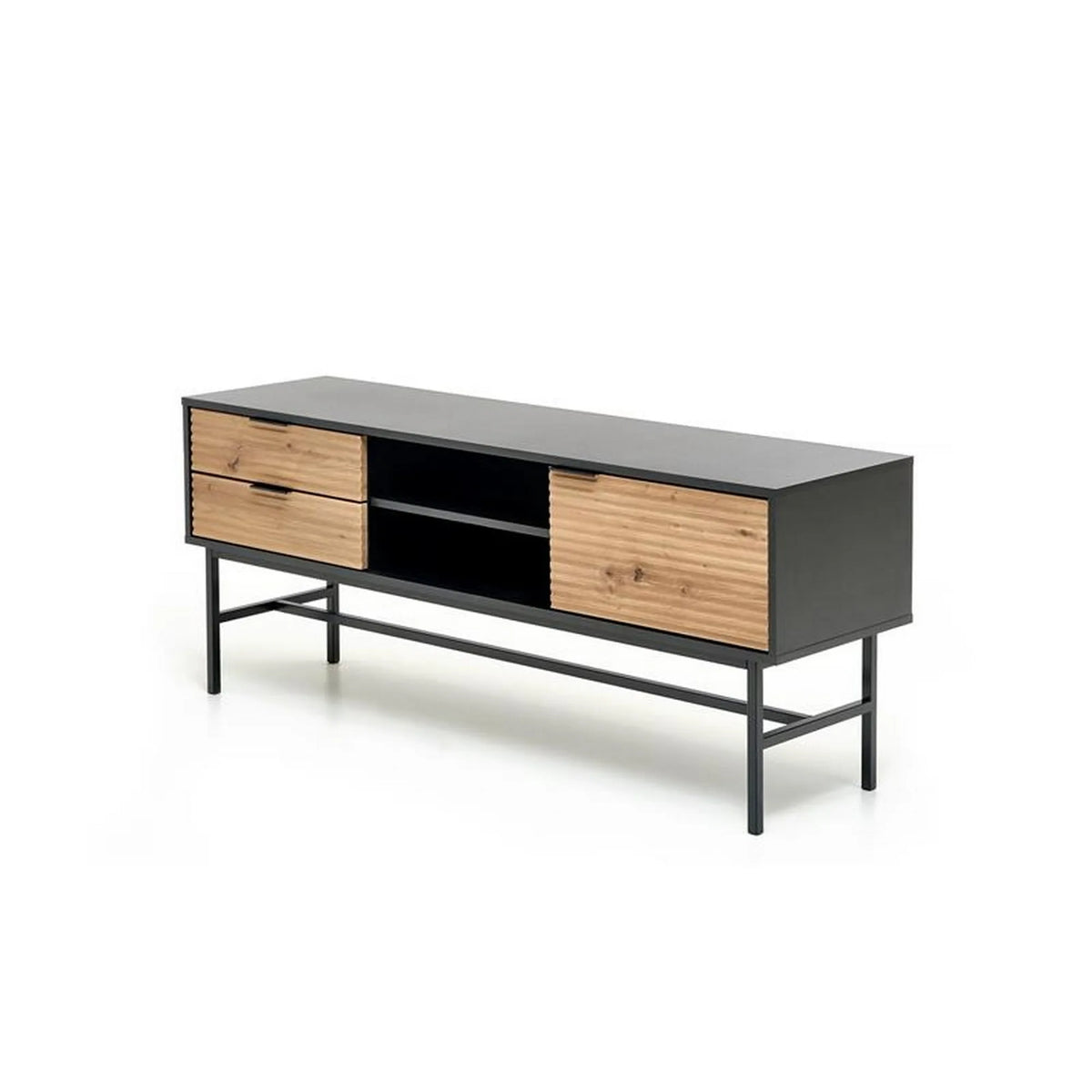 Comoda TV MURANO, stejar artisan/negru, PAL/metal, 150x40x61 cm