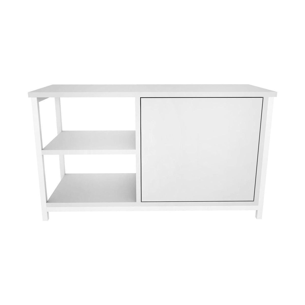 Comoda TV MUSKEGON, alb, PAL melaminat/metal, 90x35x51 cm
