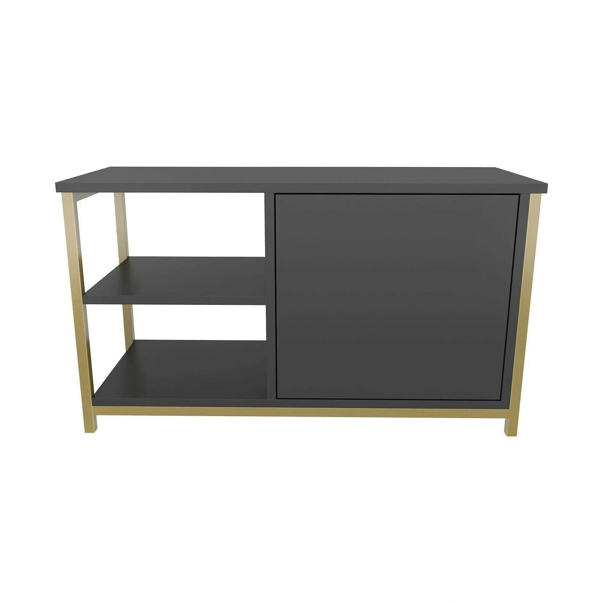 Comoda TV MUSKEGON, auriu/gri antracit, PAL melaminat/metal, 90x35x51 cm