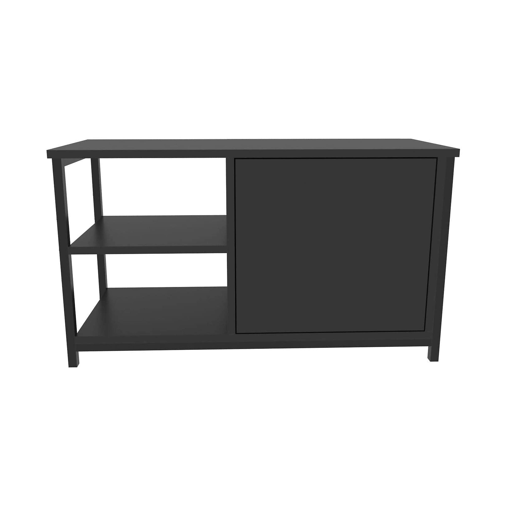 Comoda TV MUSKEGON, negru/gri antracit, PAL melaminat/metal, 90x35x51 cm
