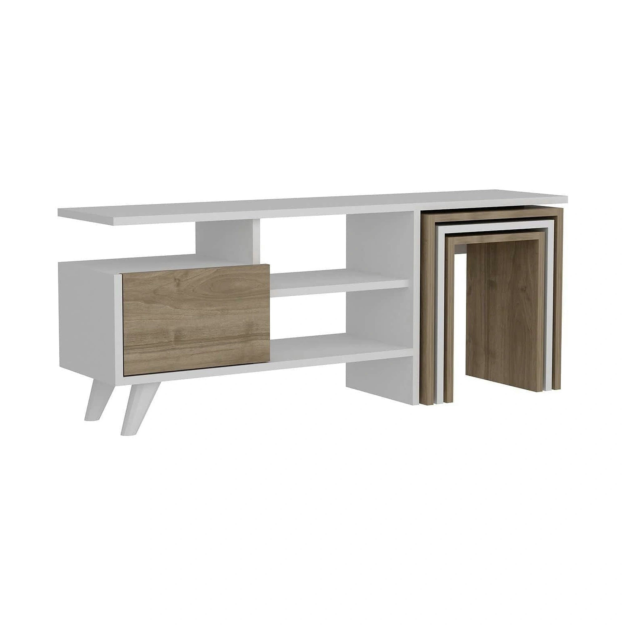 Comoda TV Nature, alb/nuc, PAL melaminat, 120x30x49 cm