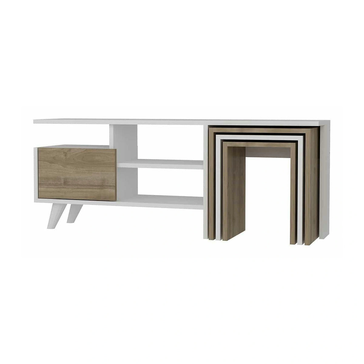 Comoda TV Nature, alb/nuc, PAL melaminat, 120x30x49 cm