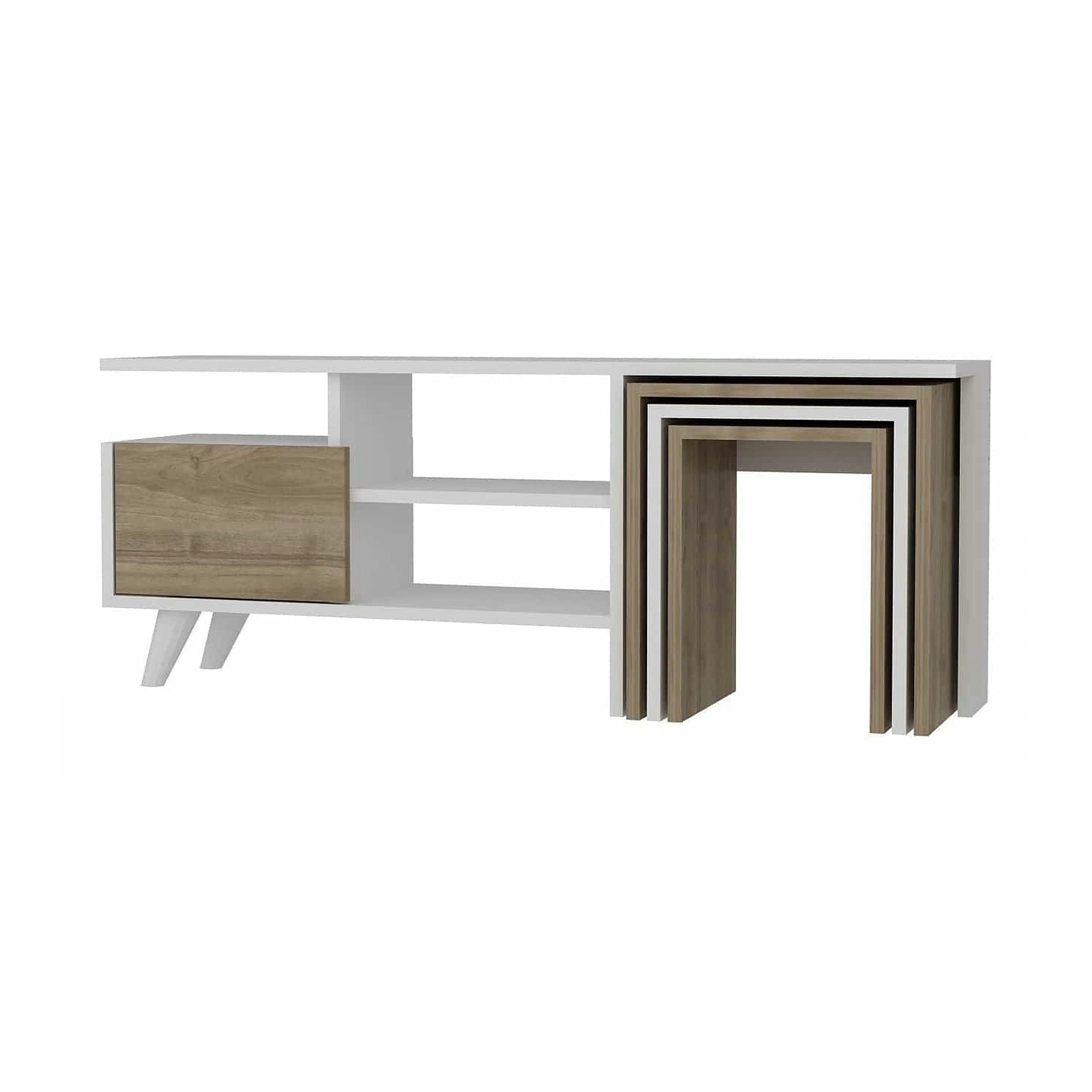 Comoda TV Nature, alb/nuc, PAL melaminat, 120x30x49 cm