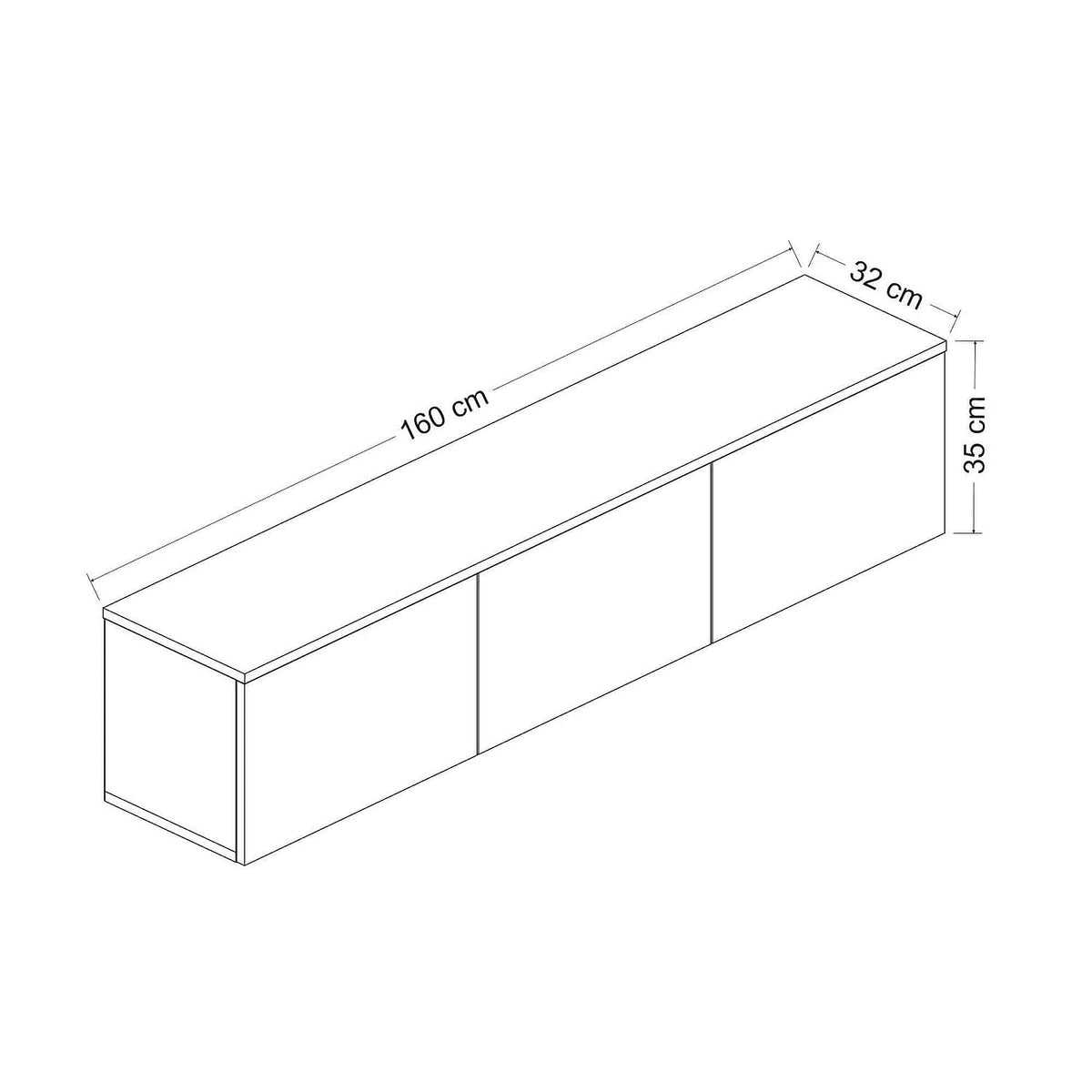Comoda TV NEON, alb/stejar, PAL melaminat, cu iluminare LED, 160x32x35 cm