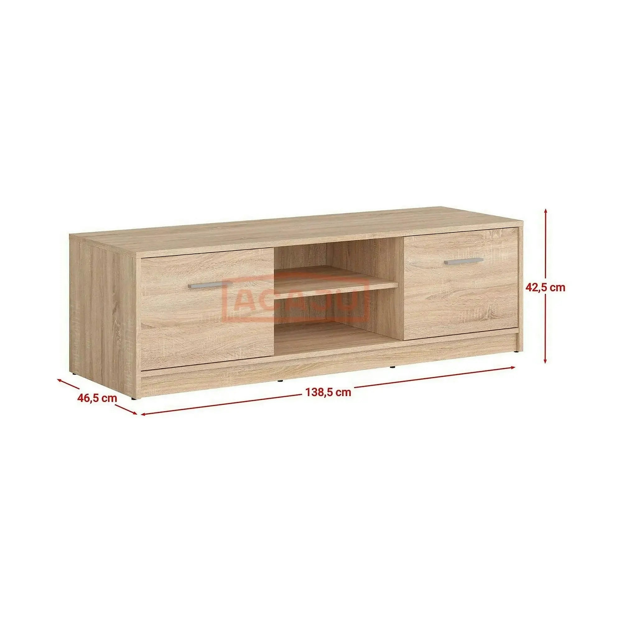 Comoda TV NEPO PLUS, stejar sonoma, PAL laminat, cu 2 usi, 139x47x43 cm