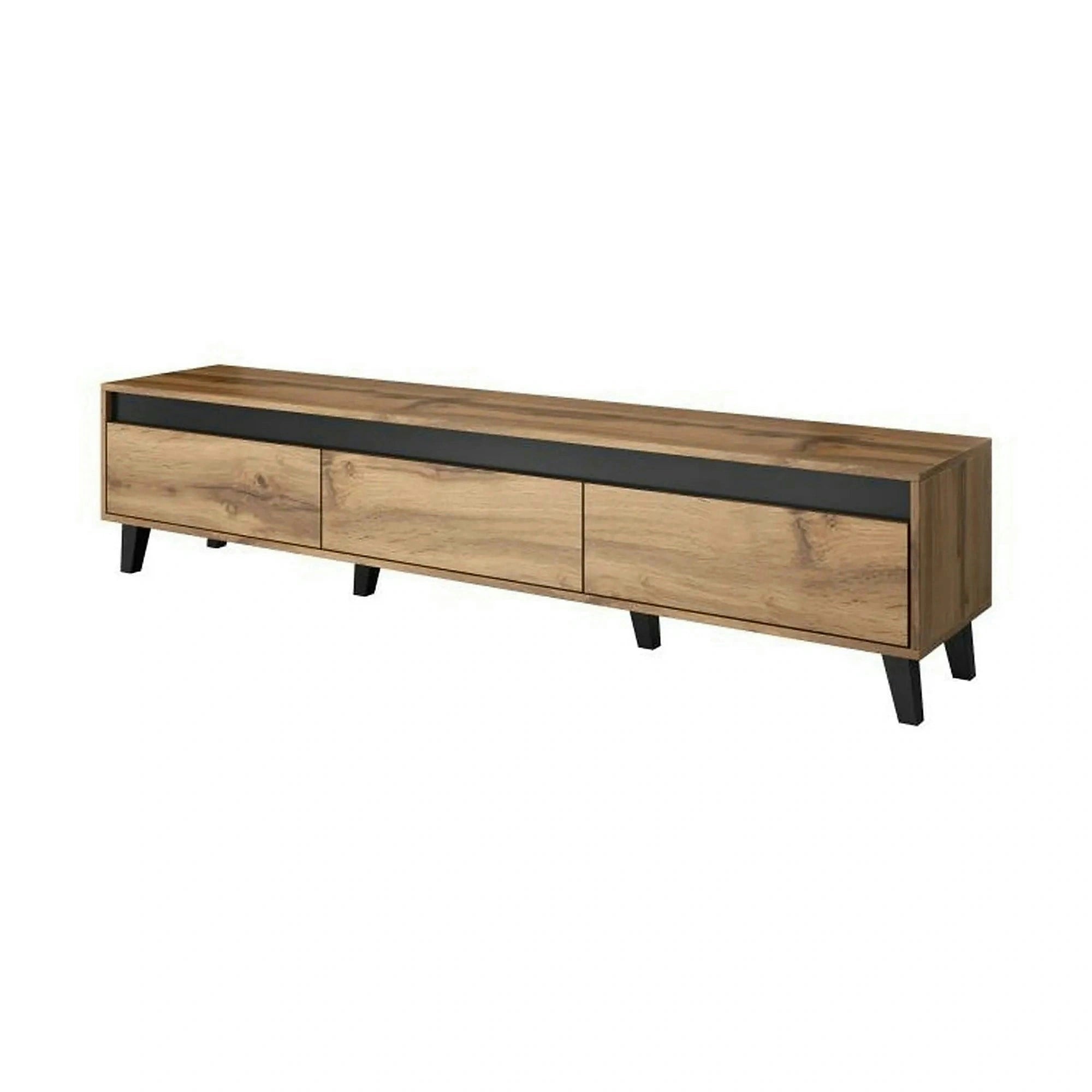 Comoda TV NORD, stejar wotan/gri antracit, PAL laminat, 185x38x42 cm