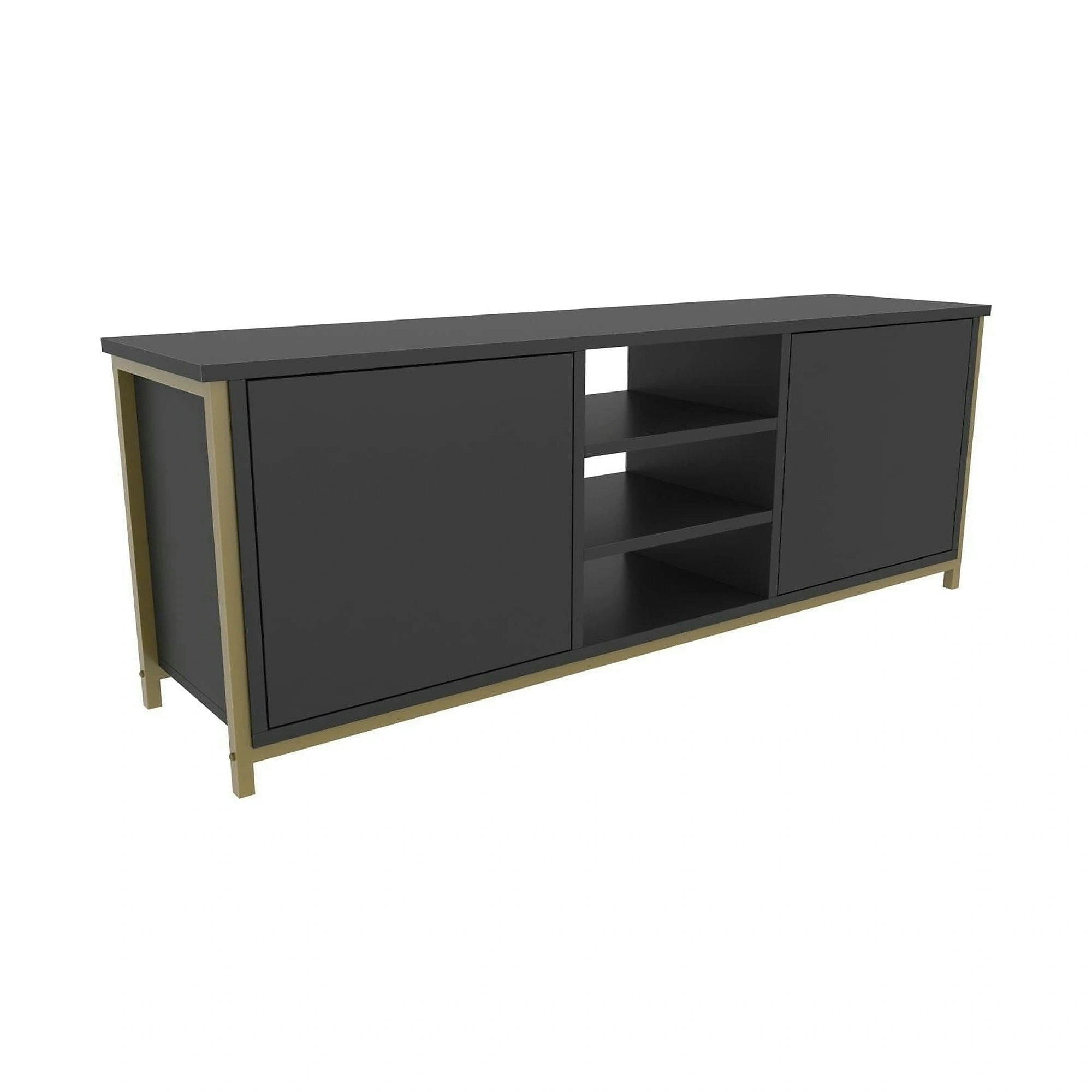 Comoda TV OTIS, gri antracit/auriu, PAL melaminat, 140x35x51 cm