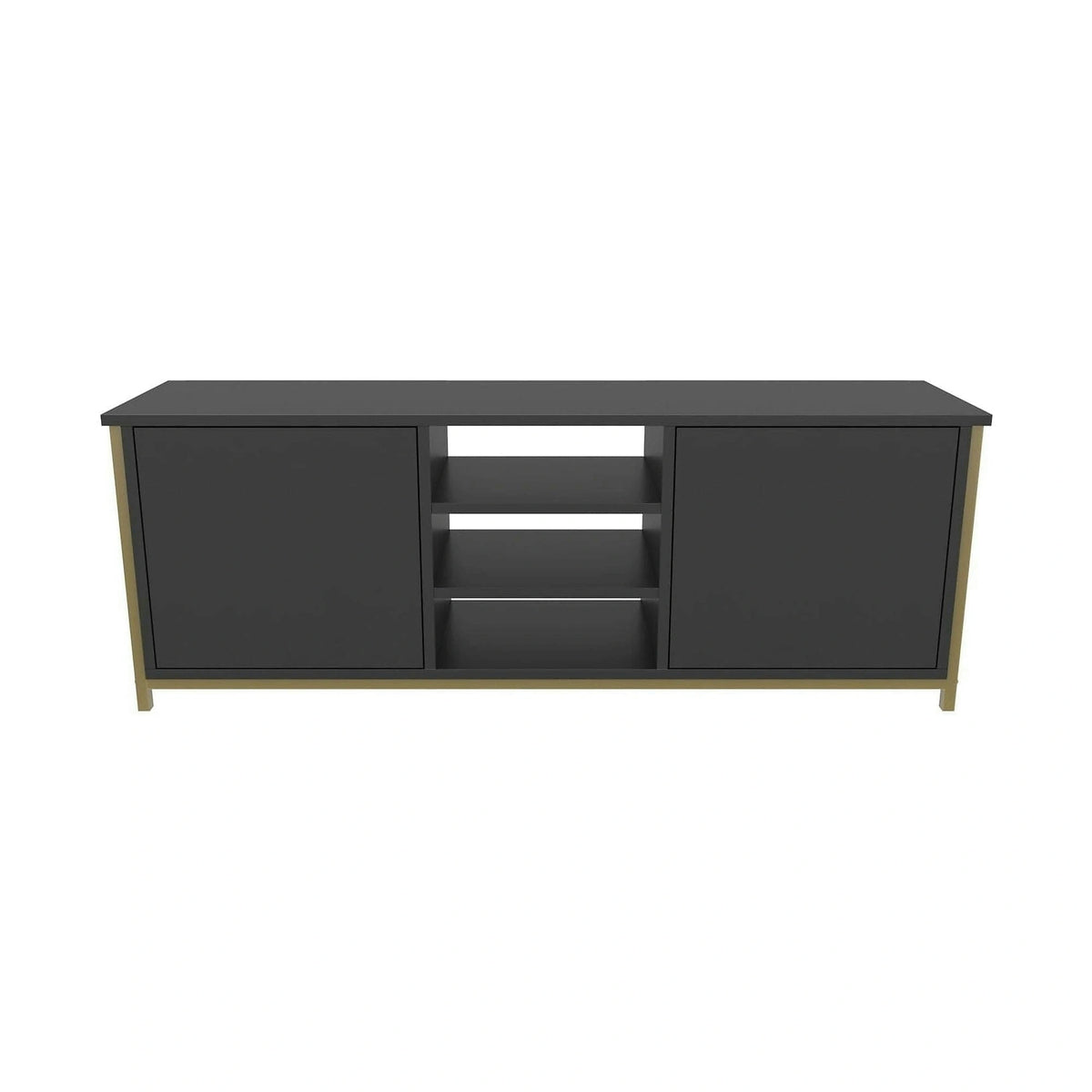 Comoda TV OTIS, gri antracit/auriu, PAL melaminat, 140x35x51 cm