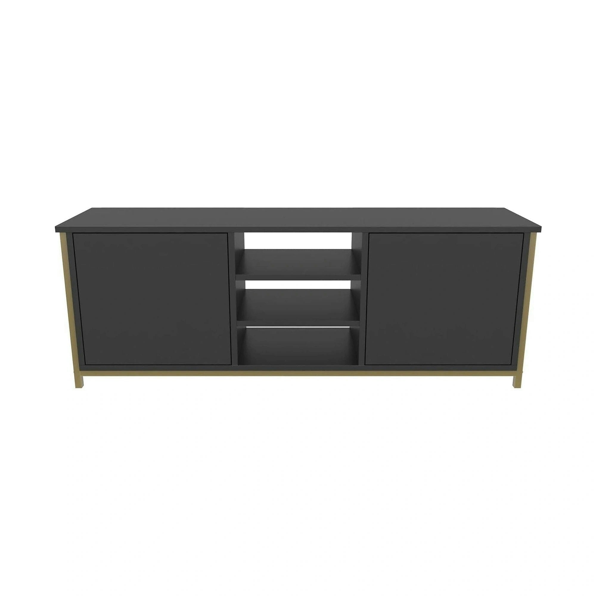 Comoda TV OTIS, gri antracit/auriu, PAL melaminat, 140x35x51 cm