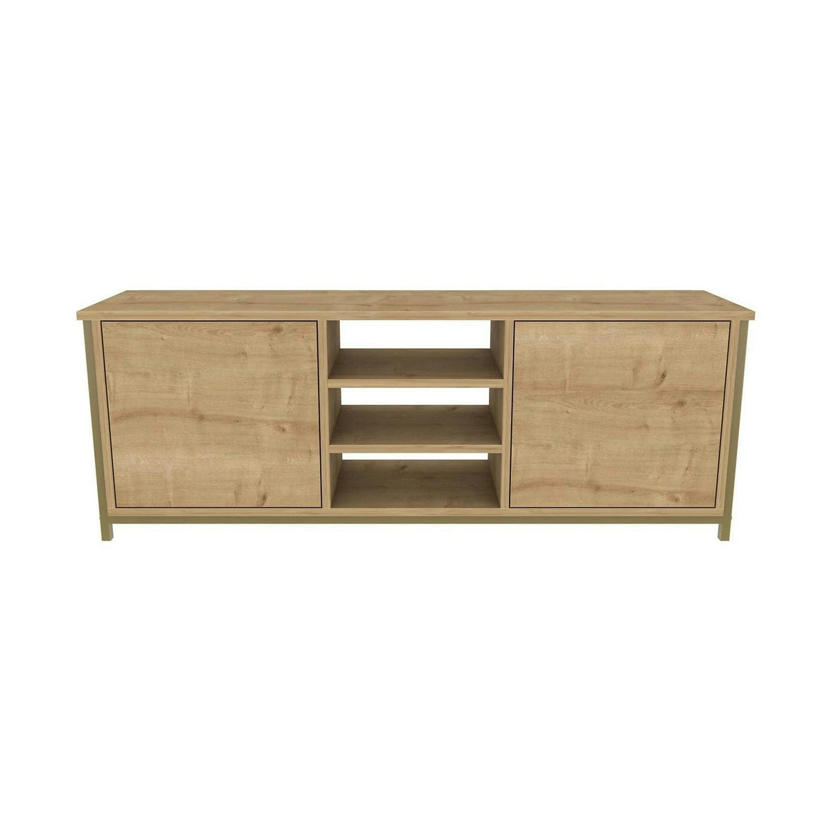Comoda TV OTIS, stejar/auriu, PAL melaminat, 140x35x51 cm