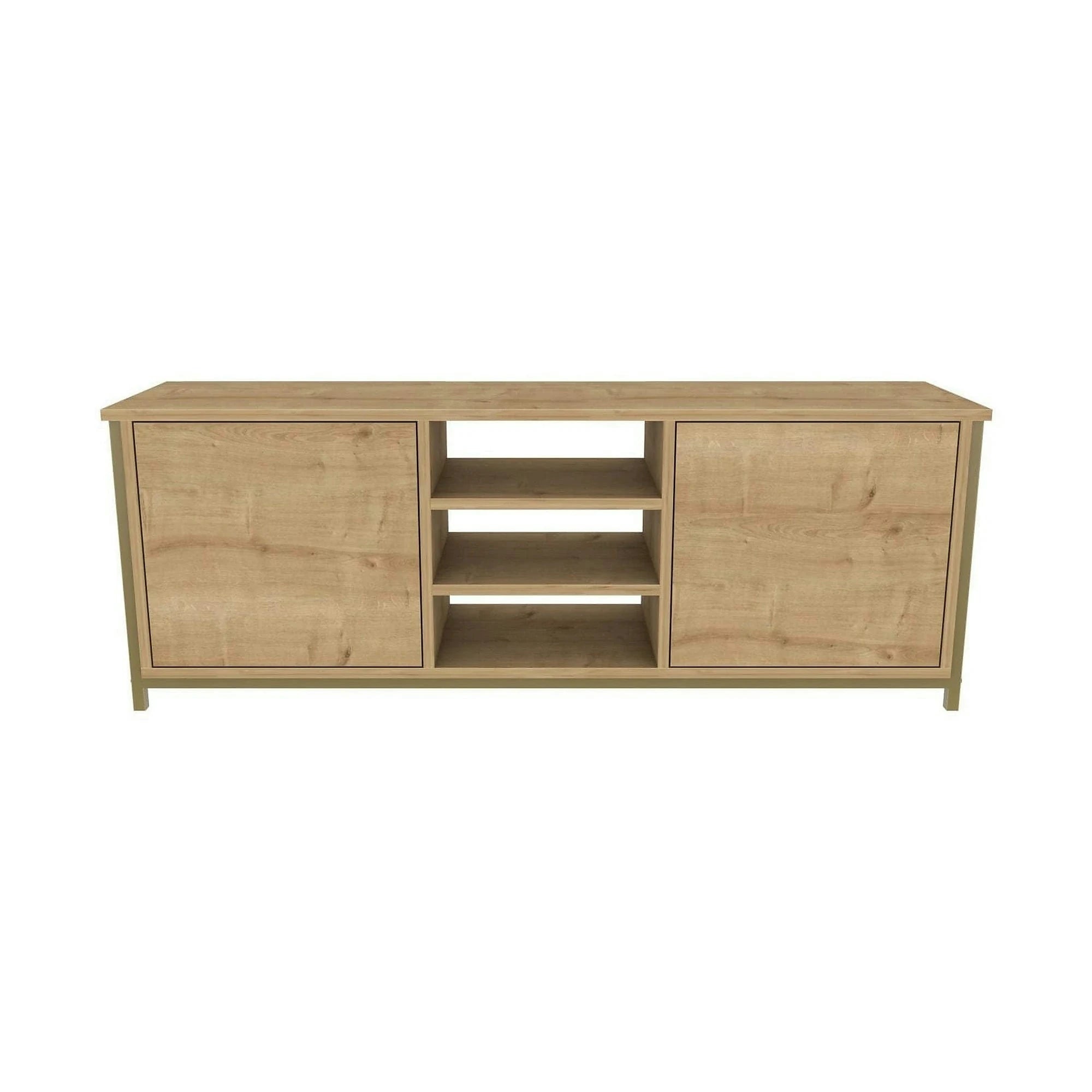 Comoda TV OTIS, stejar/auriu, PAL melaminat, 140x35x51 cm