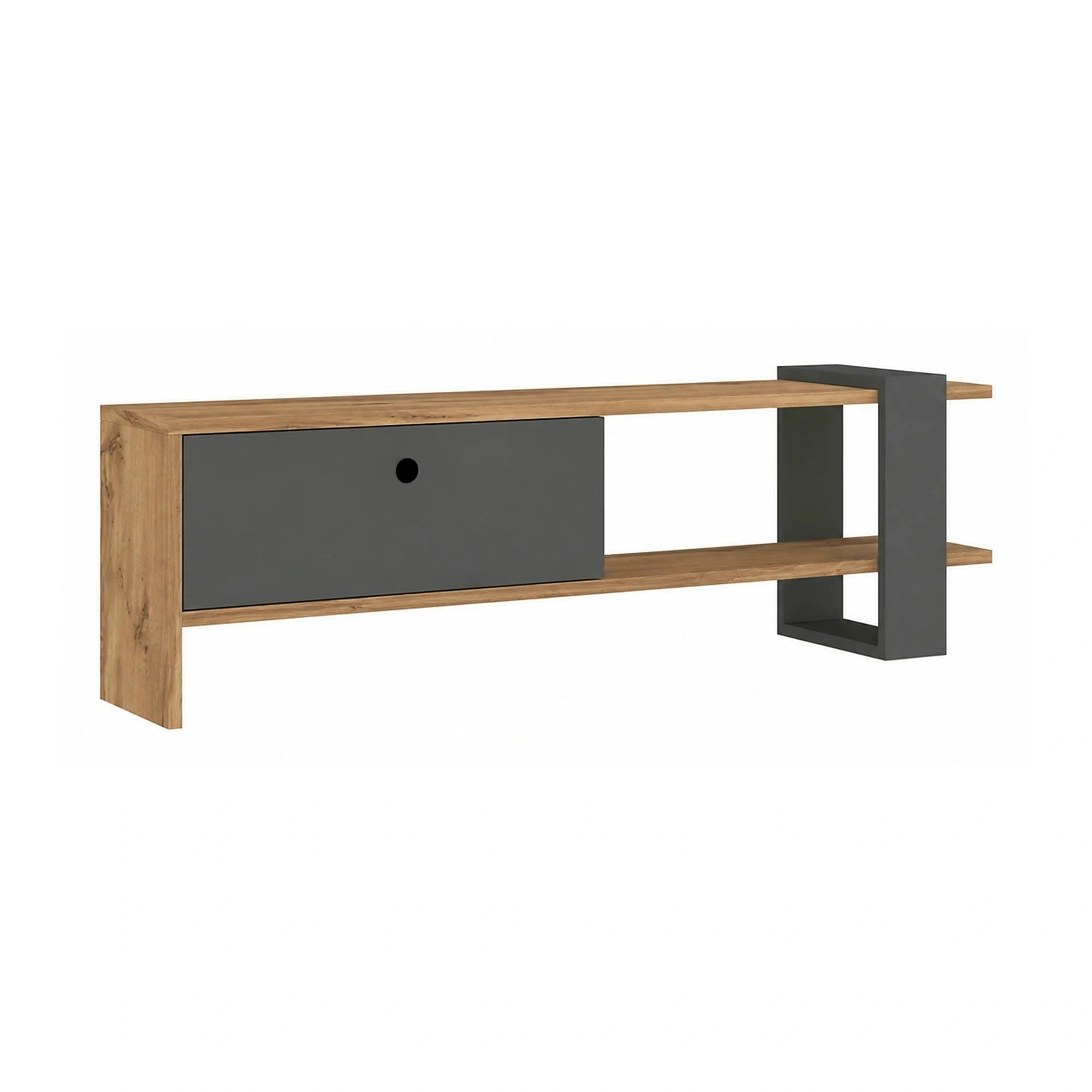 Comoda TV OVA, stejar/gri antracit, PAL melaminat, 120x25x37 cm