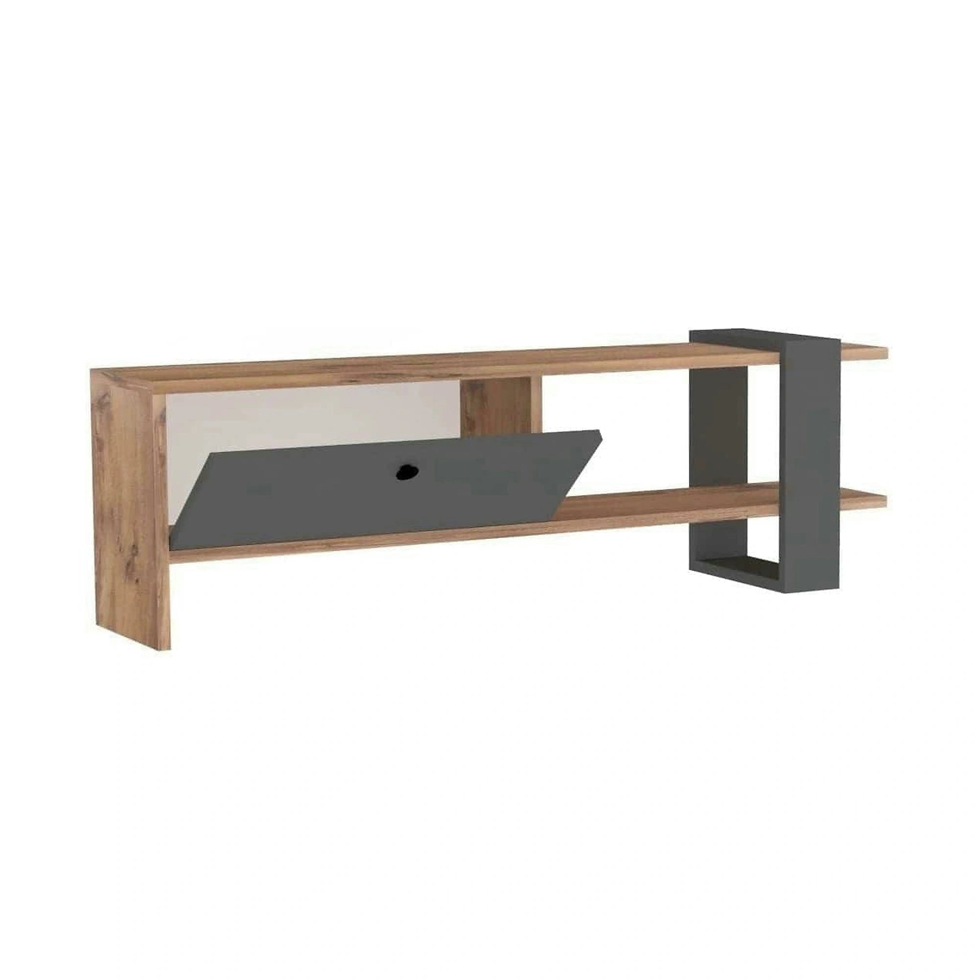 Comoda TV OVA, stejar/gri antracit, PAL melaminat, 120x25x37 cm