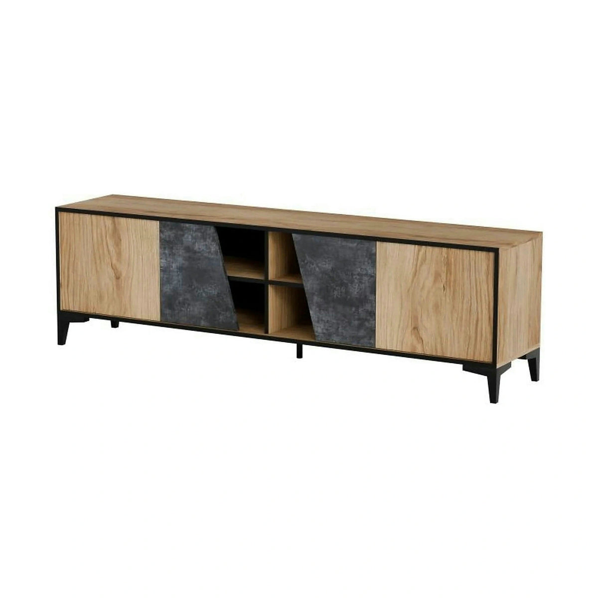 Comoda TV OVO, stejar/gri beton, PAL laminat, 180x38x53 cm