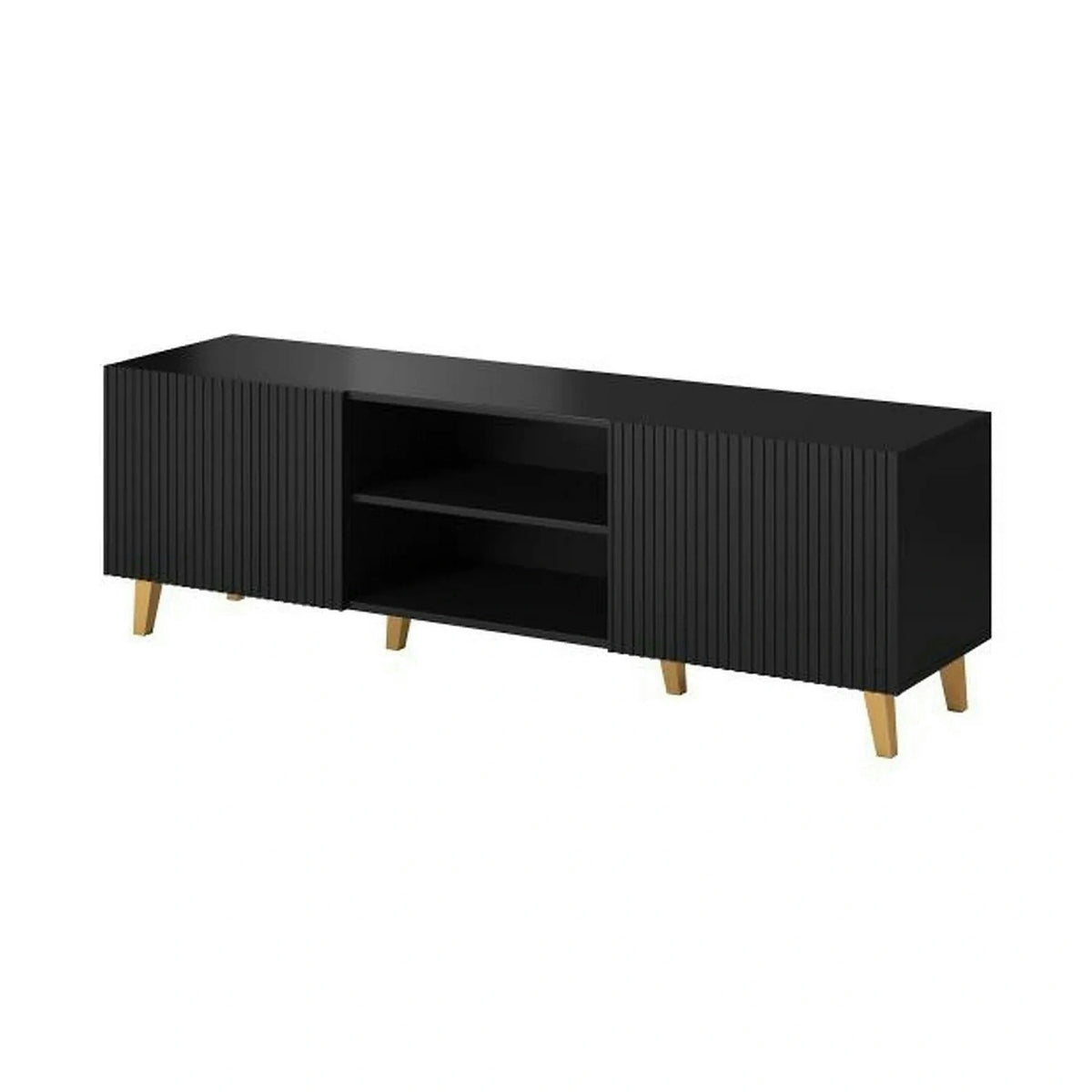 Comoda TV PAFOS, negru, PAL laminat, 150x40x52 cm