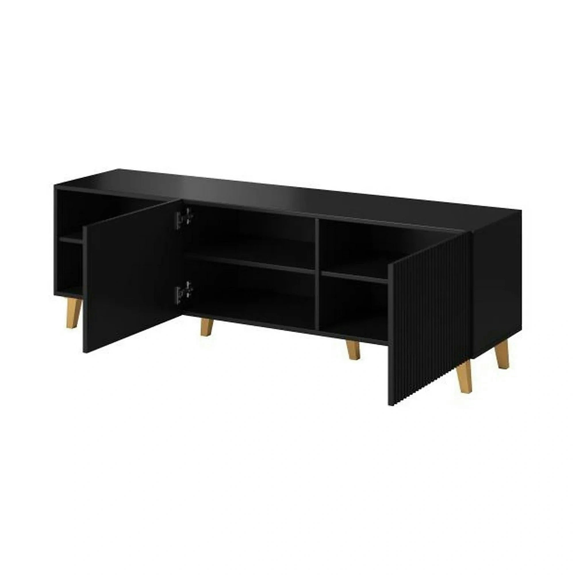 Comoda TV PAFOS, negru, PAL laminat, 150x40x52 cm