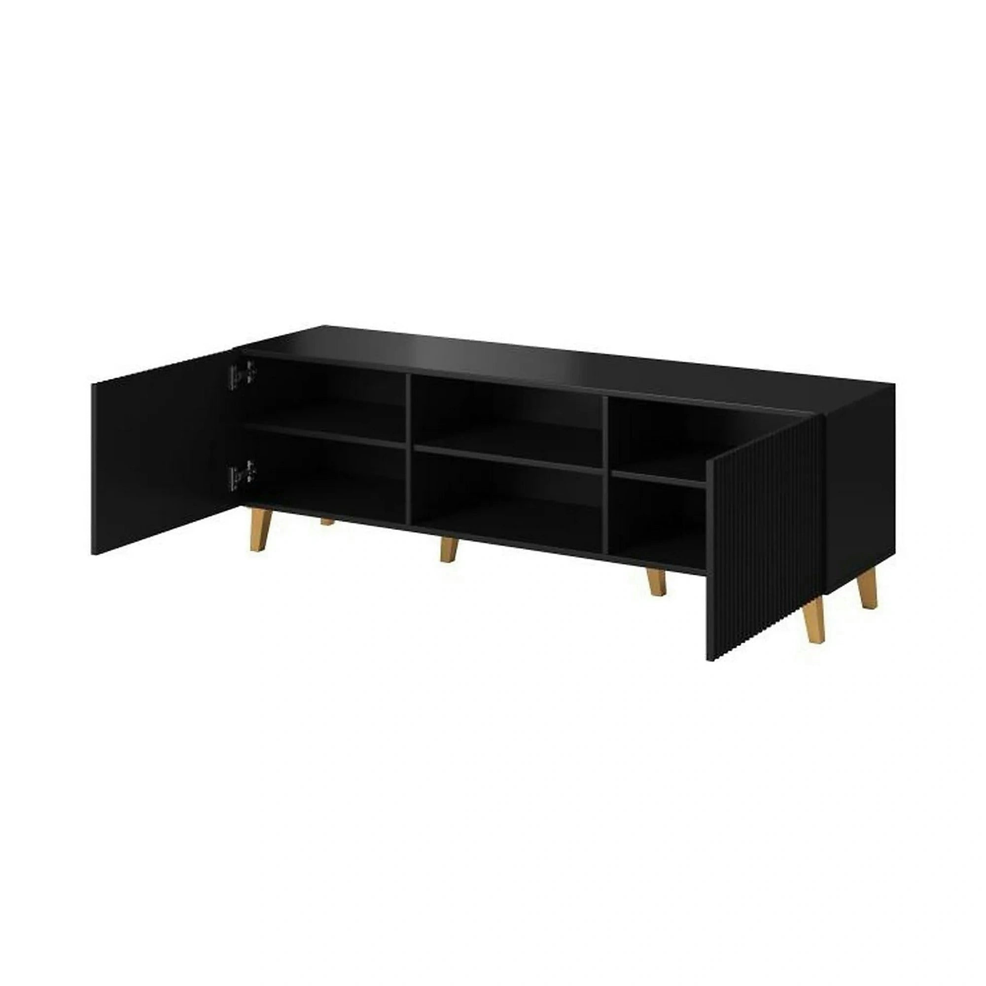 Comoda TV PAFOS, negru, PAL laminat, 150x40x52 cm