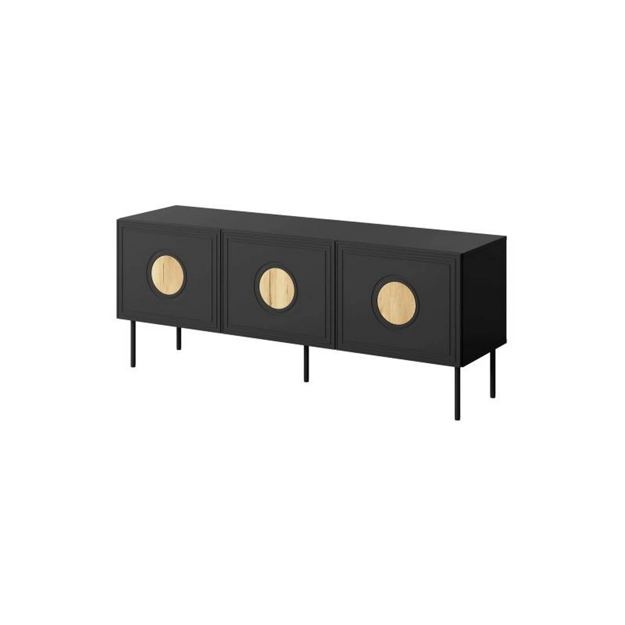 Comoda TV PALAZZO, negru, PAL laminat/metal, 150x42x60 cm