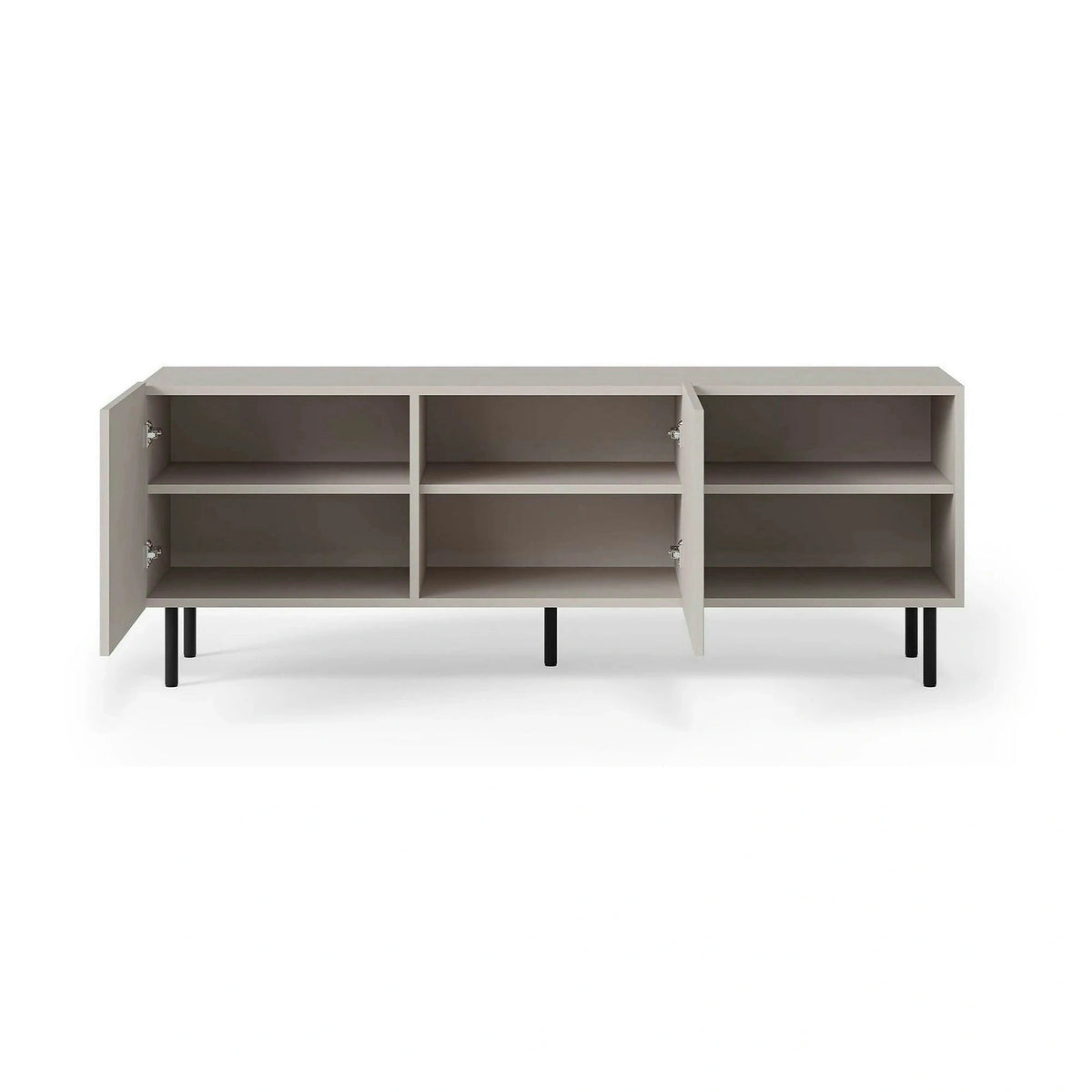 Comoda TV PAXOS RTV-1, casmir/negru, PAL laminat/otel, 150x40x54 cm