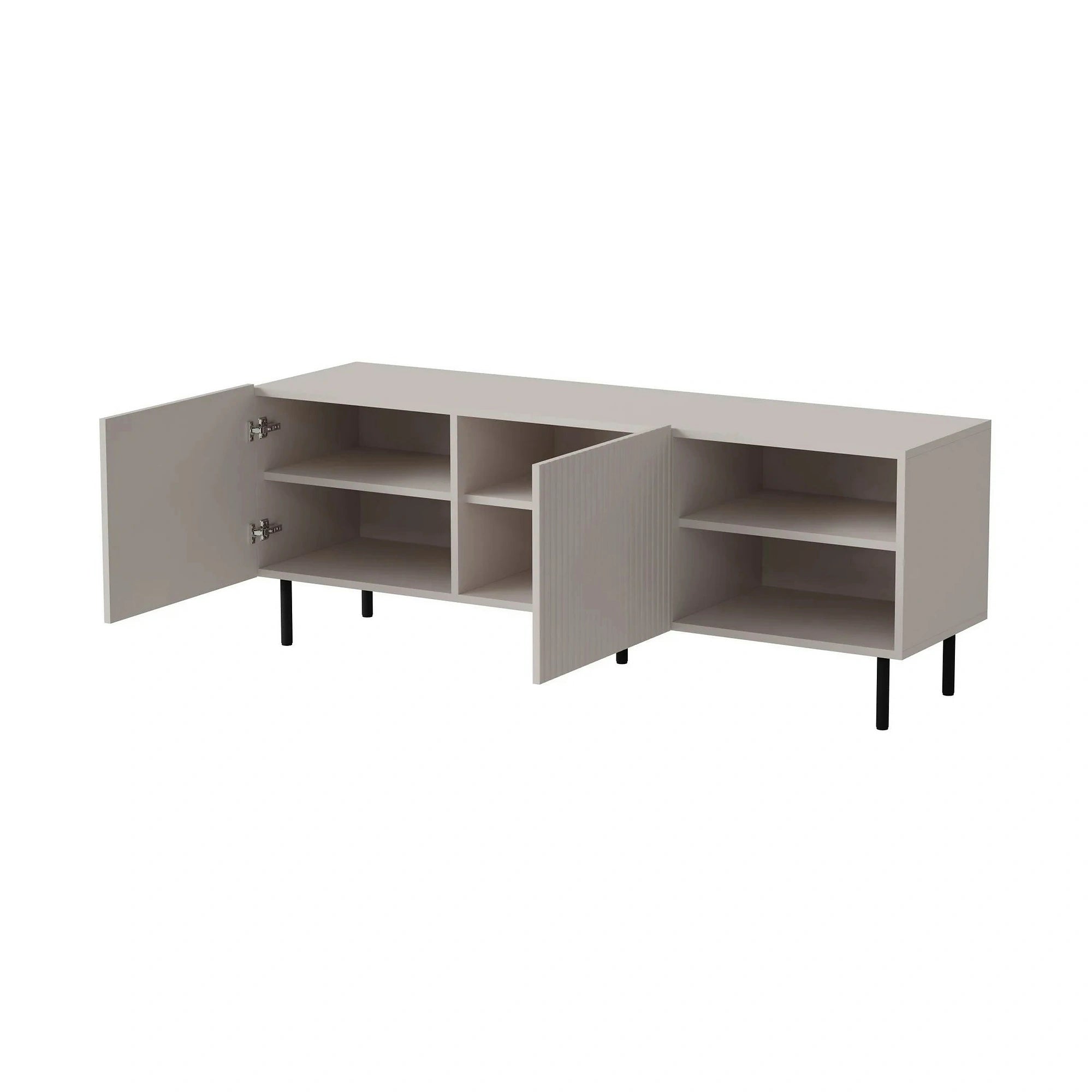 Comoda TV PAXOS RTV-1, casmir/negru, PAL laminat/otel, 150x40x54 cm