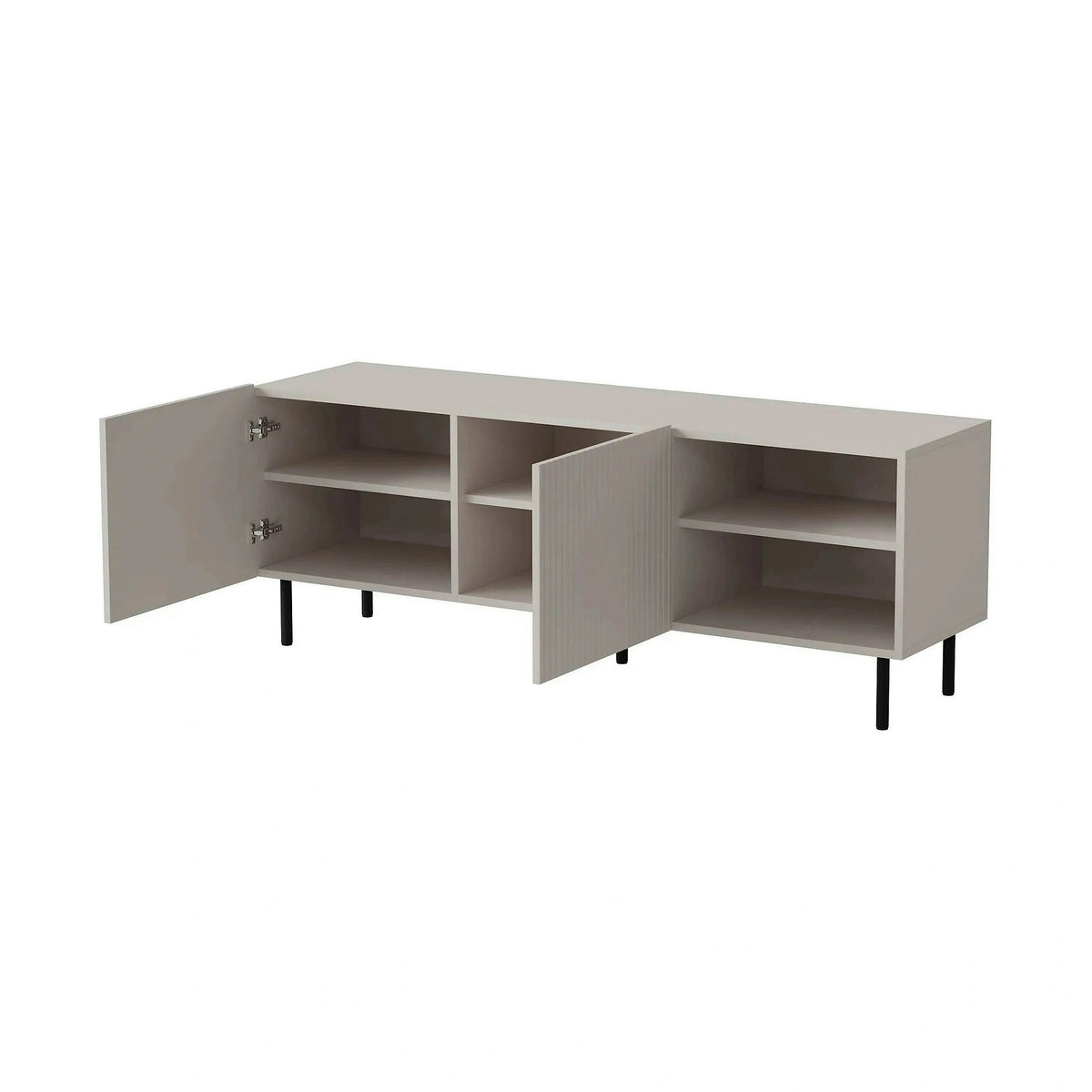 Comoda TV PAXOS RTV-1, casmir/negru, PAL laminat/otel, 150x40x54 cm