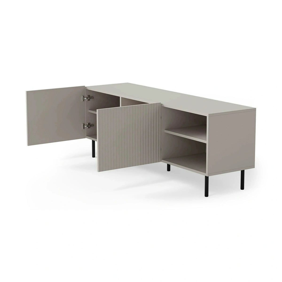 Comoda TV PAXOS RTV-1, casmir/negru, PAL laminat/otel, 150x40x54 cm