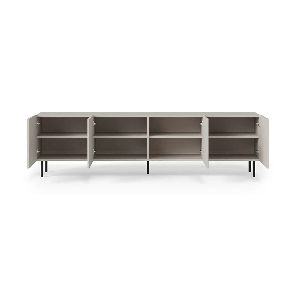 Comoda TV PAXOS RTV-2, casmir/negru, PAL laminat/otel, 200x40x54 cm