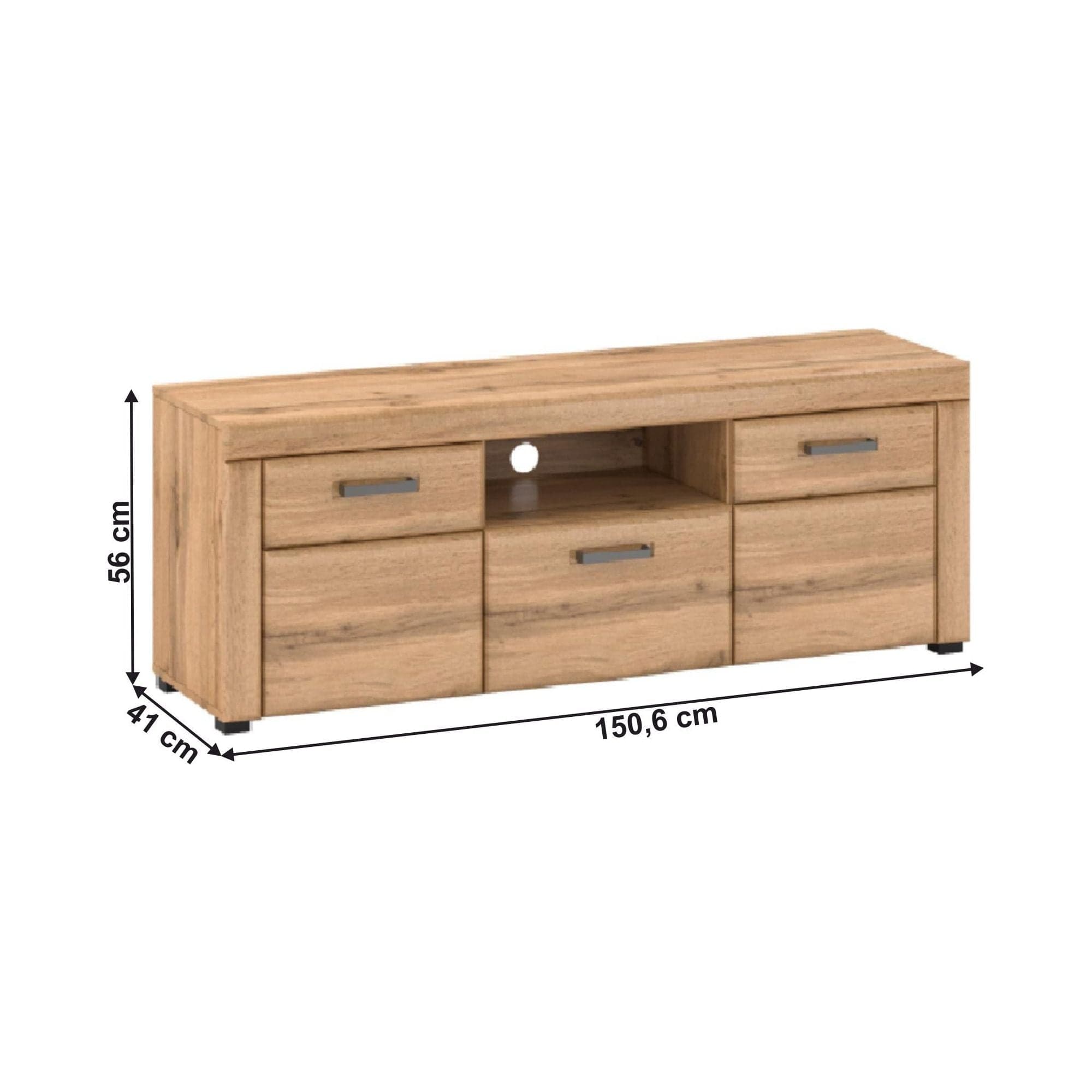 Comoda TV PUSAN B, stejar, 151x41x56 cm