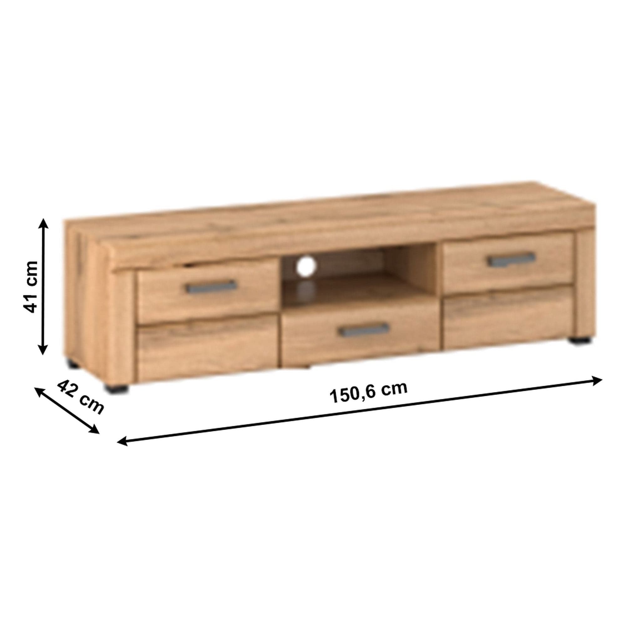 Comoda TV PUSAN P, stejar, 151x42x41 cm