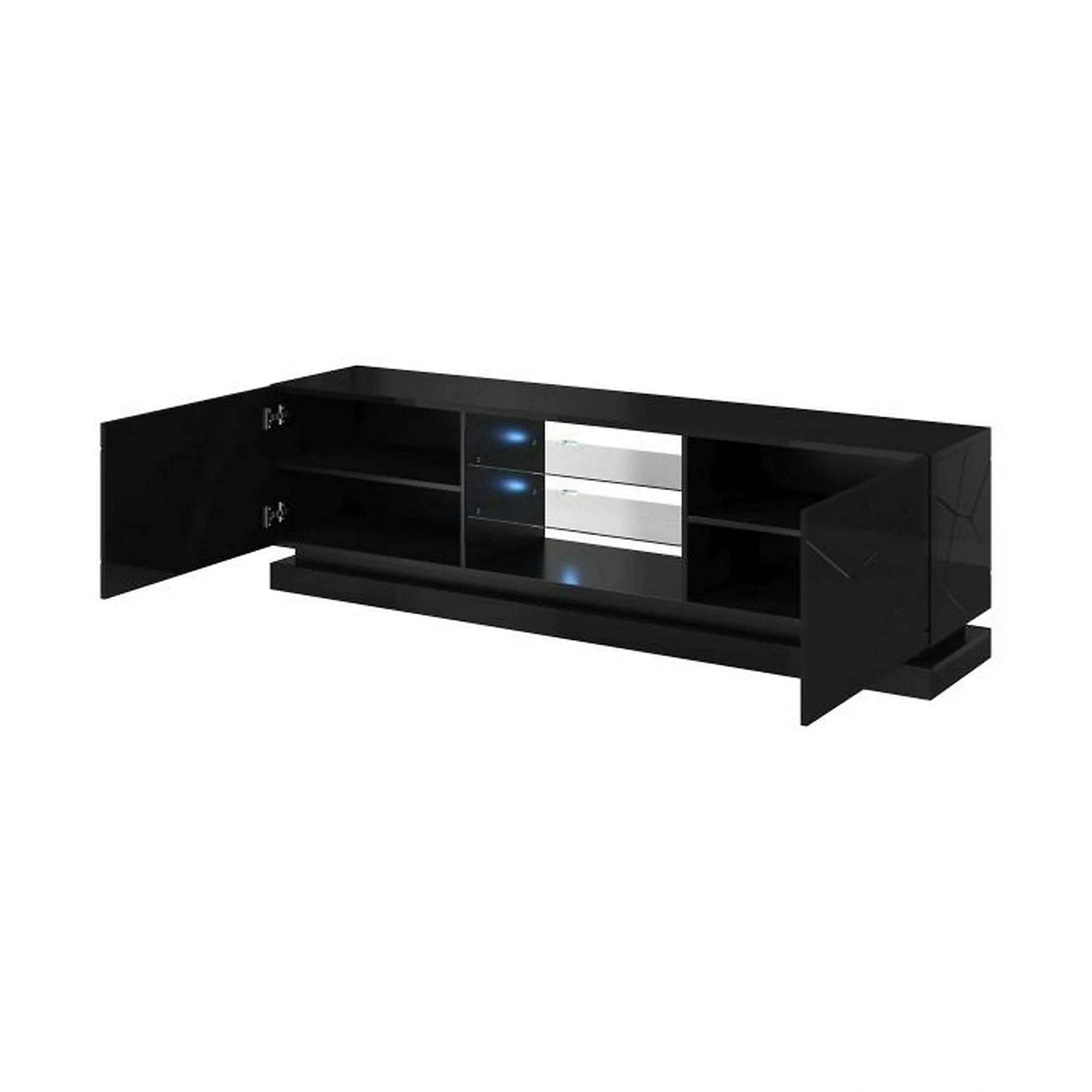 Comoda TV QIU, negru, 200x40x57 cm