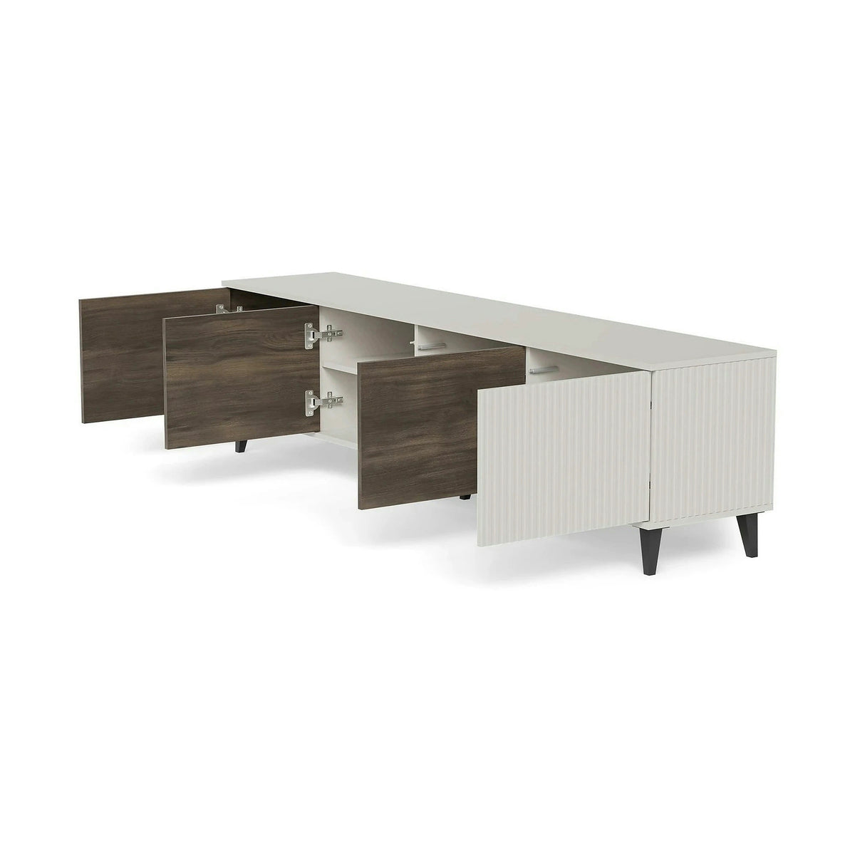 Comoda TV RANDOM 2 RTV-3, casmir/nuc/negru, PAL furniruit, 200x40x52 cm