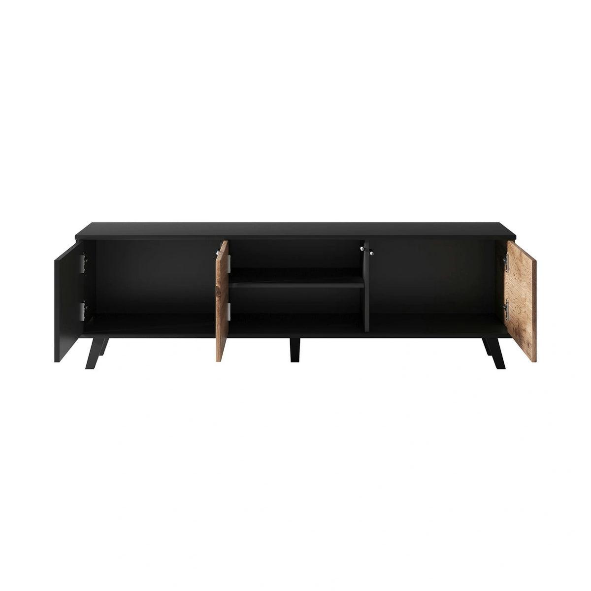 Comoda TV RANDOM , stejar wotan/negru, PAL furniruit, 150x40x47 cm