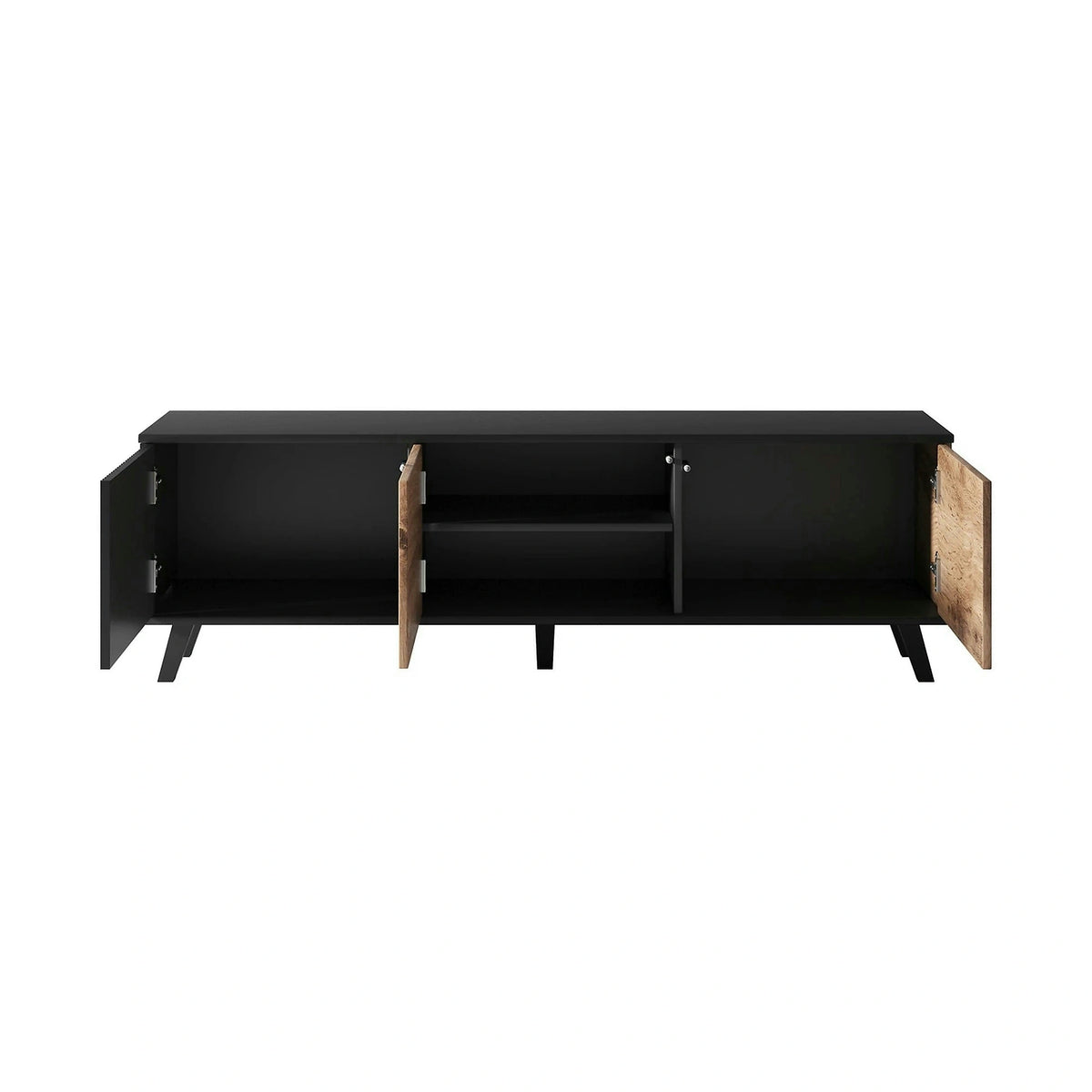Comoda TV RANDOM , stejar wotan/negru, PAL furniruit, 150x40x47 cm