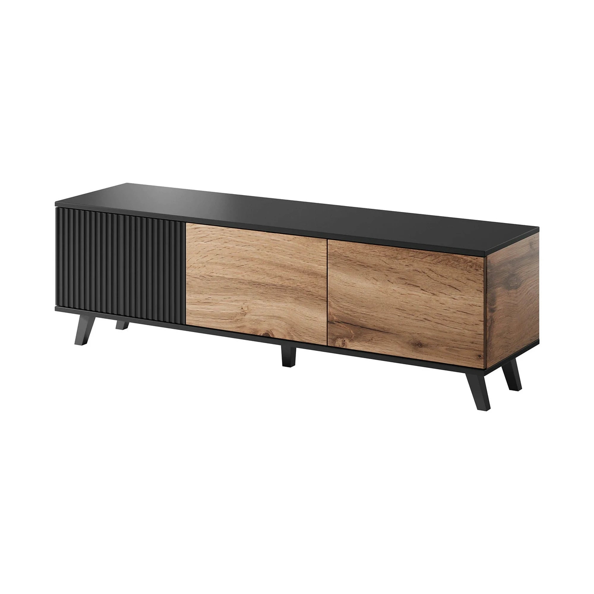 Comoda TV RANDOM , stejar wotan/negru, PAL furniruit, 150x40x47 cm