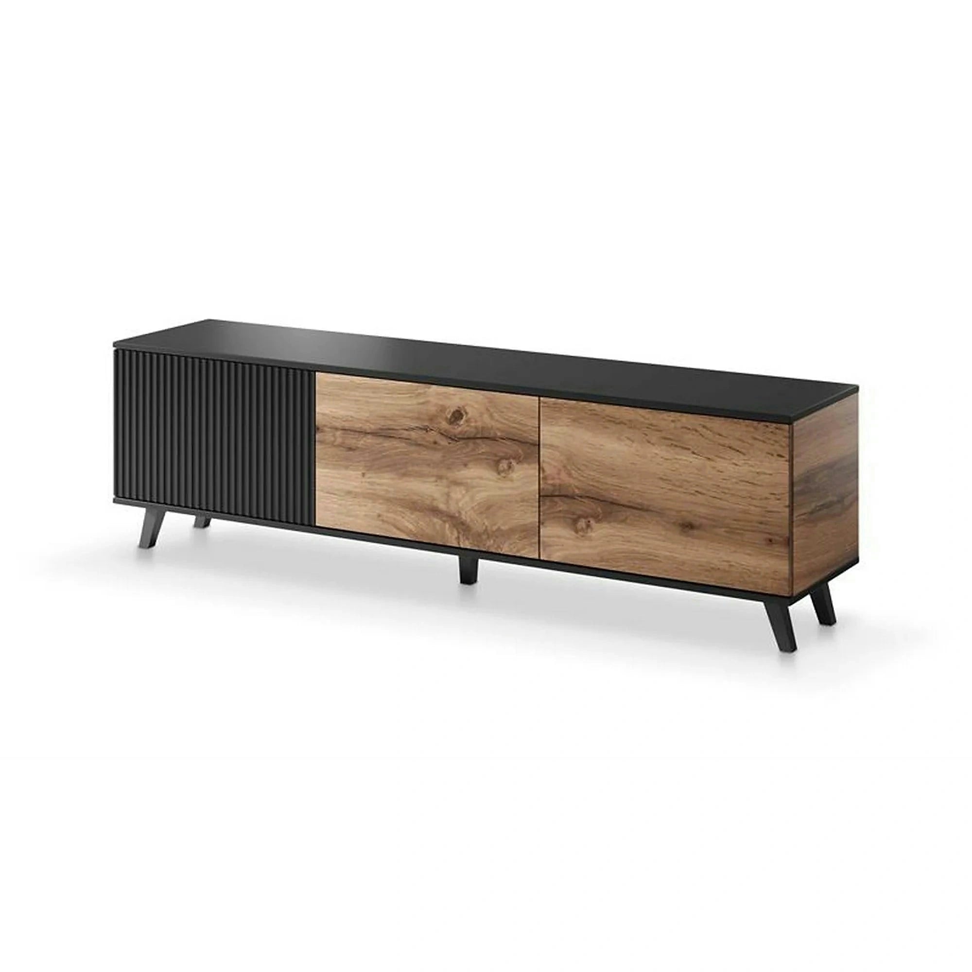 Comoda TV RANDOM, stejar wotan/negru, PAL furniruit, 180x40x52 cm
