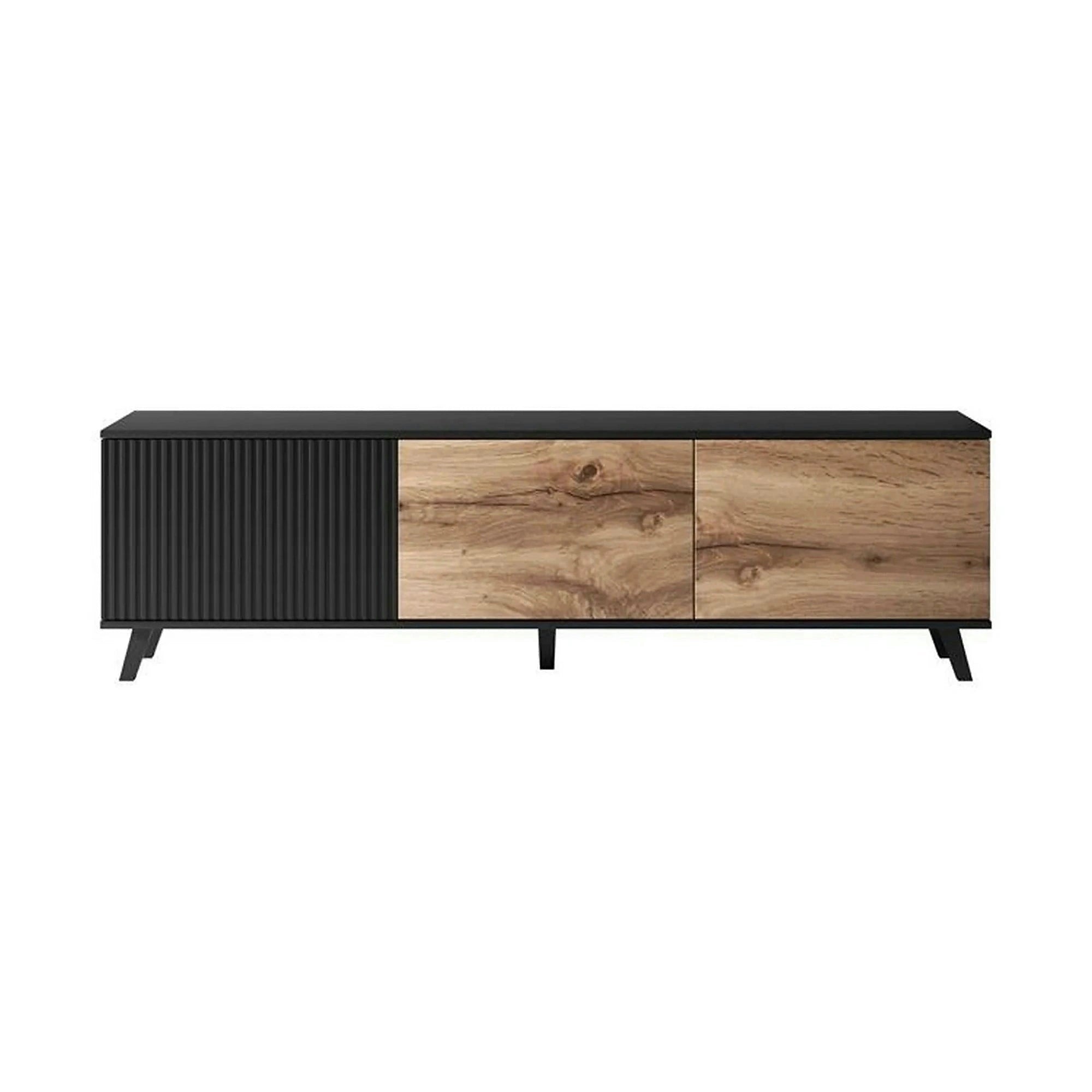 Comoda TV RANDOM, stejar wotan/negru, PAL furniruit, 180x40x52 cm