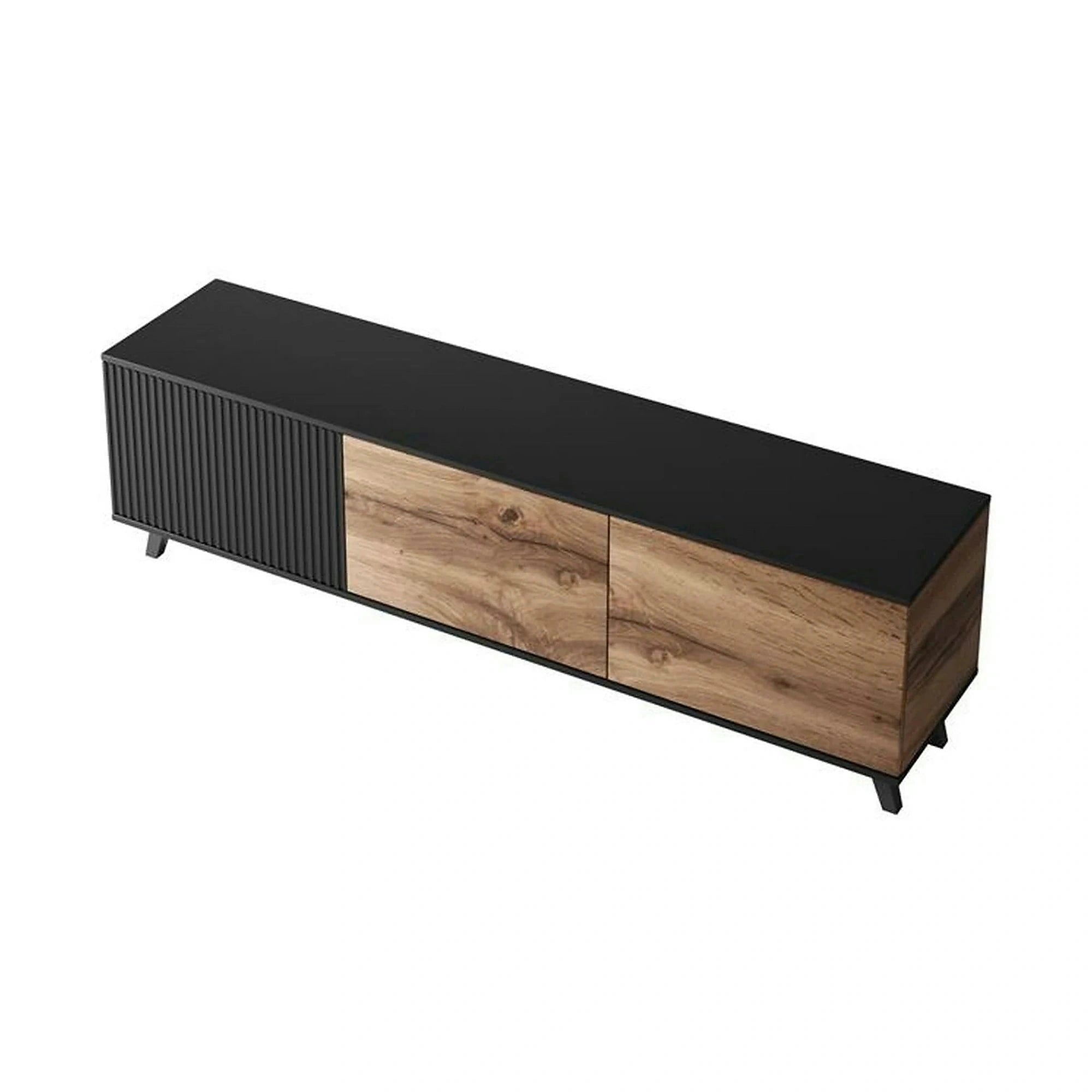 Comoda TV RANDOM, stejar wotan/negru, PAL furniruit, 180x40x52 cm