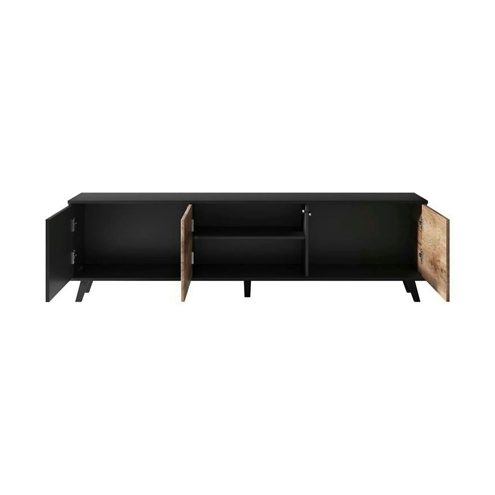 Comoda TV RANDOM, stejar wotan/negru, PAL furniruit, 180x40x52 cm