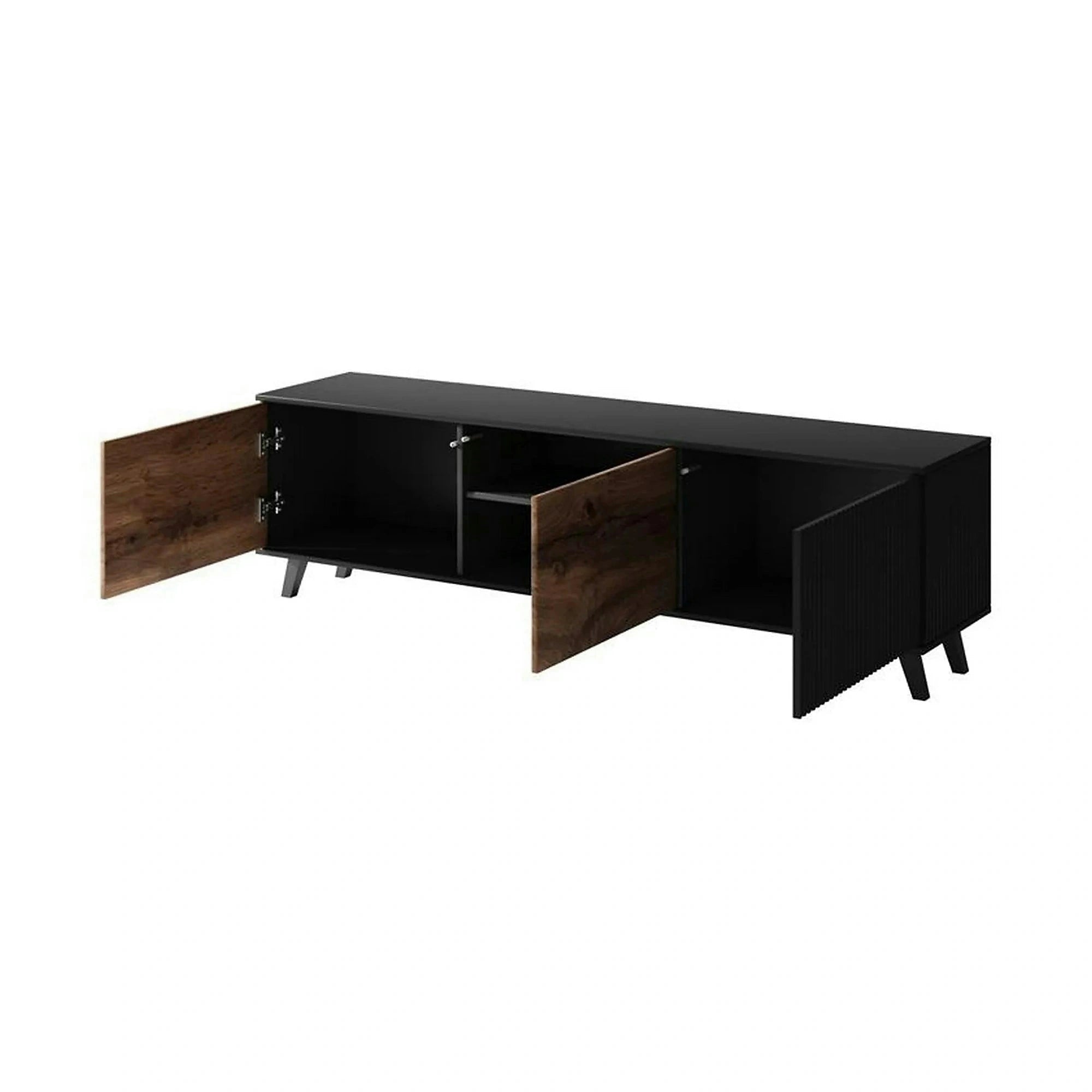 Comoda TV RANDOM, stejar wotan/negru, PAL furniruit, 180x40x52 cm