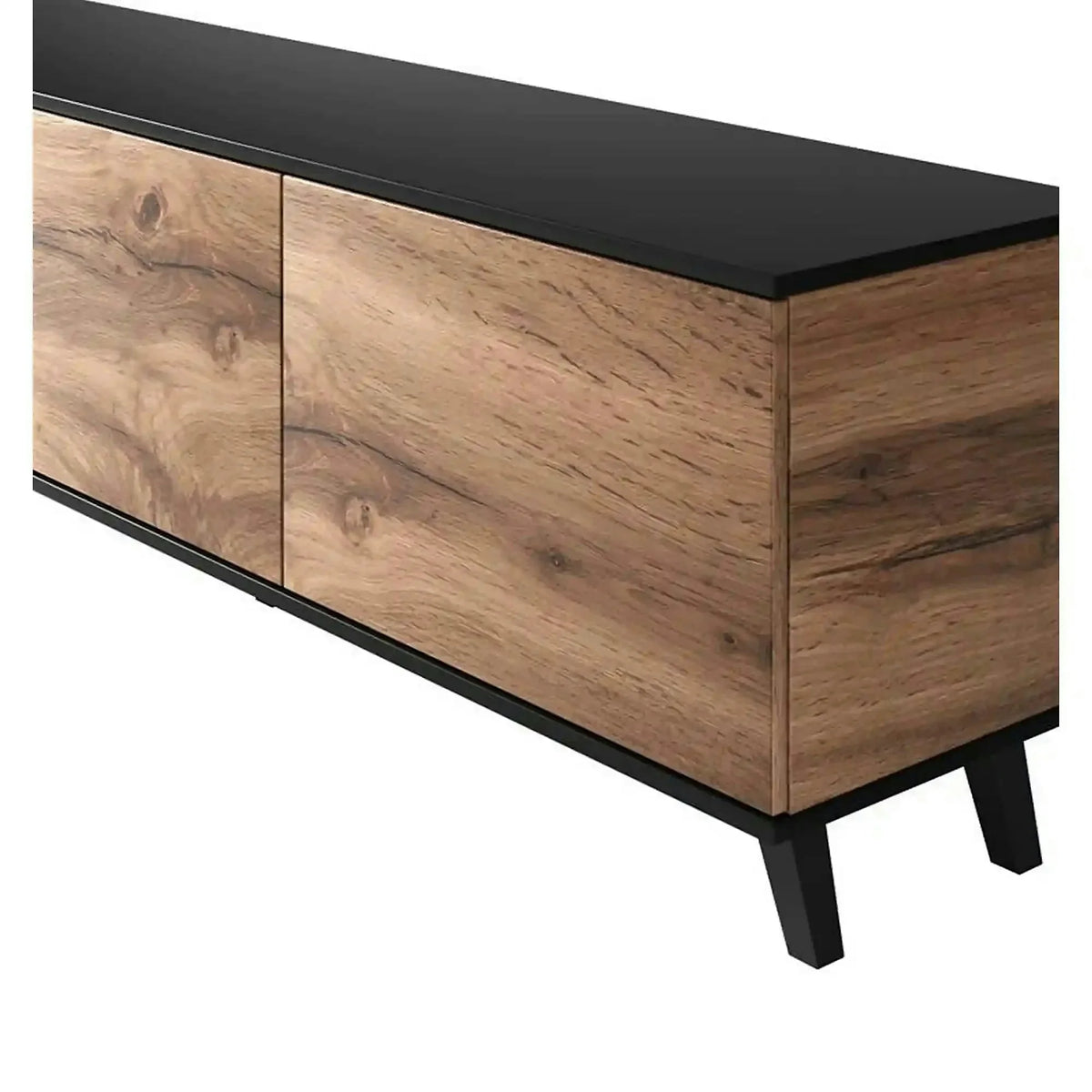 Comoda TV RANDOM, stejar wotan/negru, PAL furniruit, 180x40x52 cm