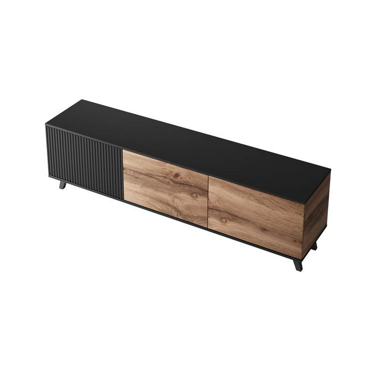 Comoda TV RANDOM, stejar wotan/negru, PAL furniruit, 180x40x52 cm