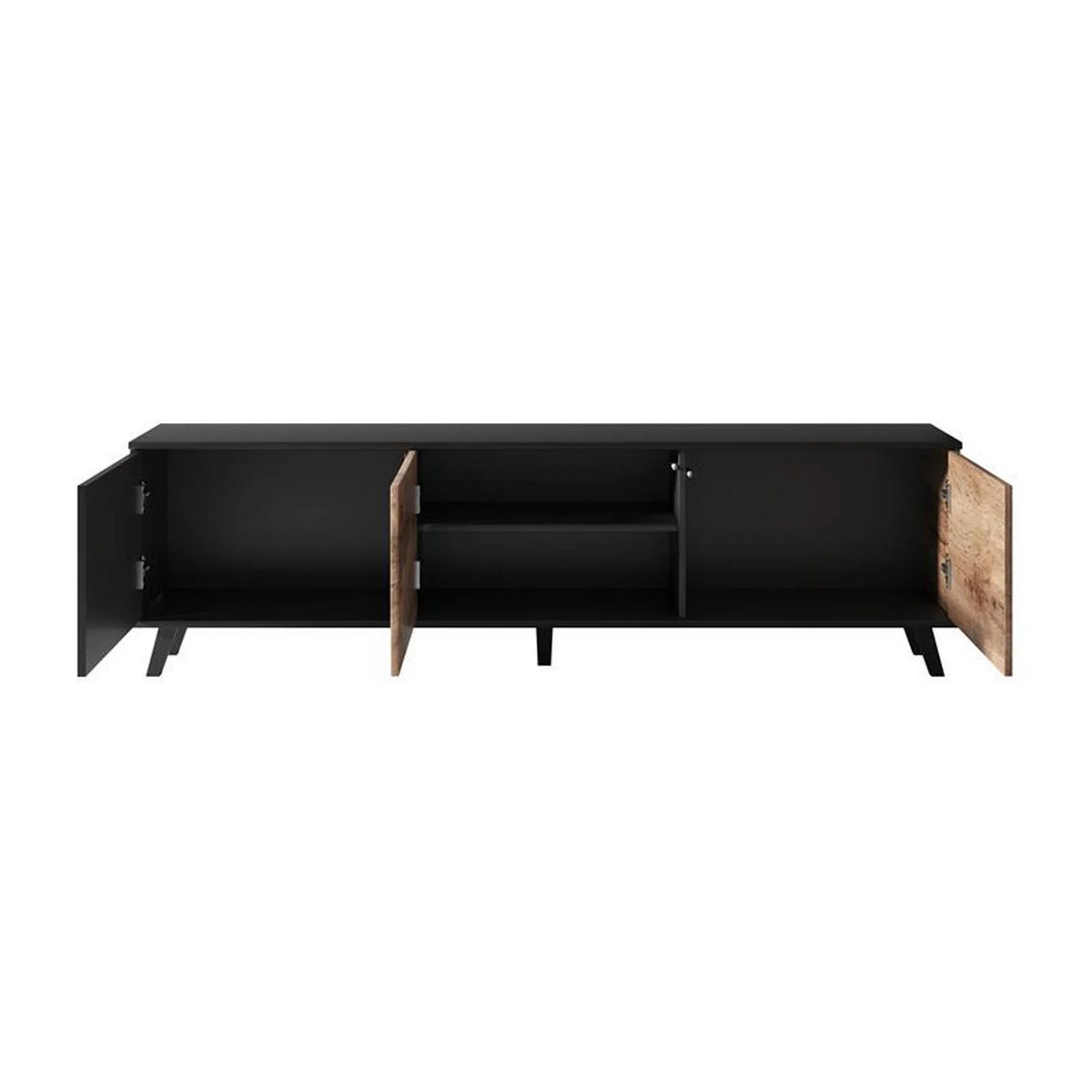 Comoda TV RANDOM, stejar wotan/negru, PAL furniruit, 180x40x52 cm