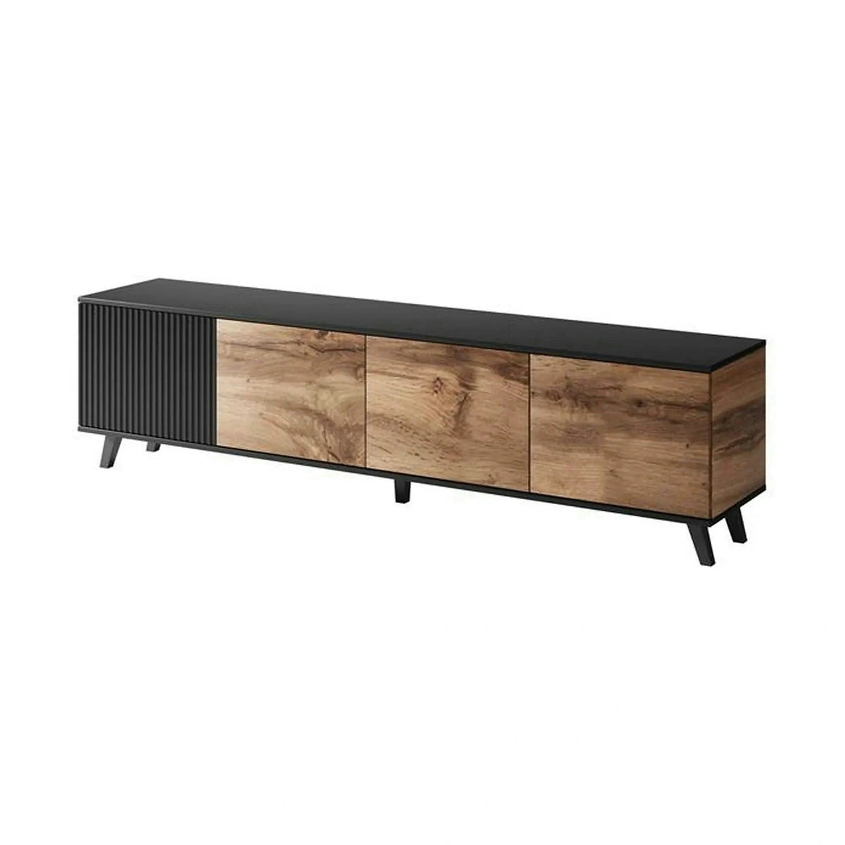 Comoda TV RANDOM, stejar wotan/negru, PAL furniruit, 200x40x52 cm
