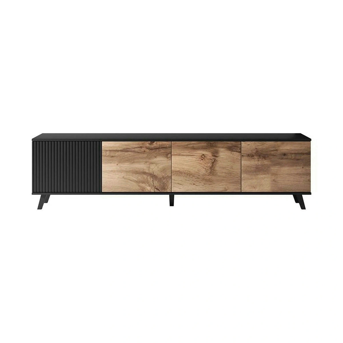 Comoda TV RANDOM, stejar wotan/negru, PAL furniruit, 200x40x52 cm