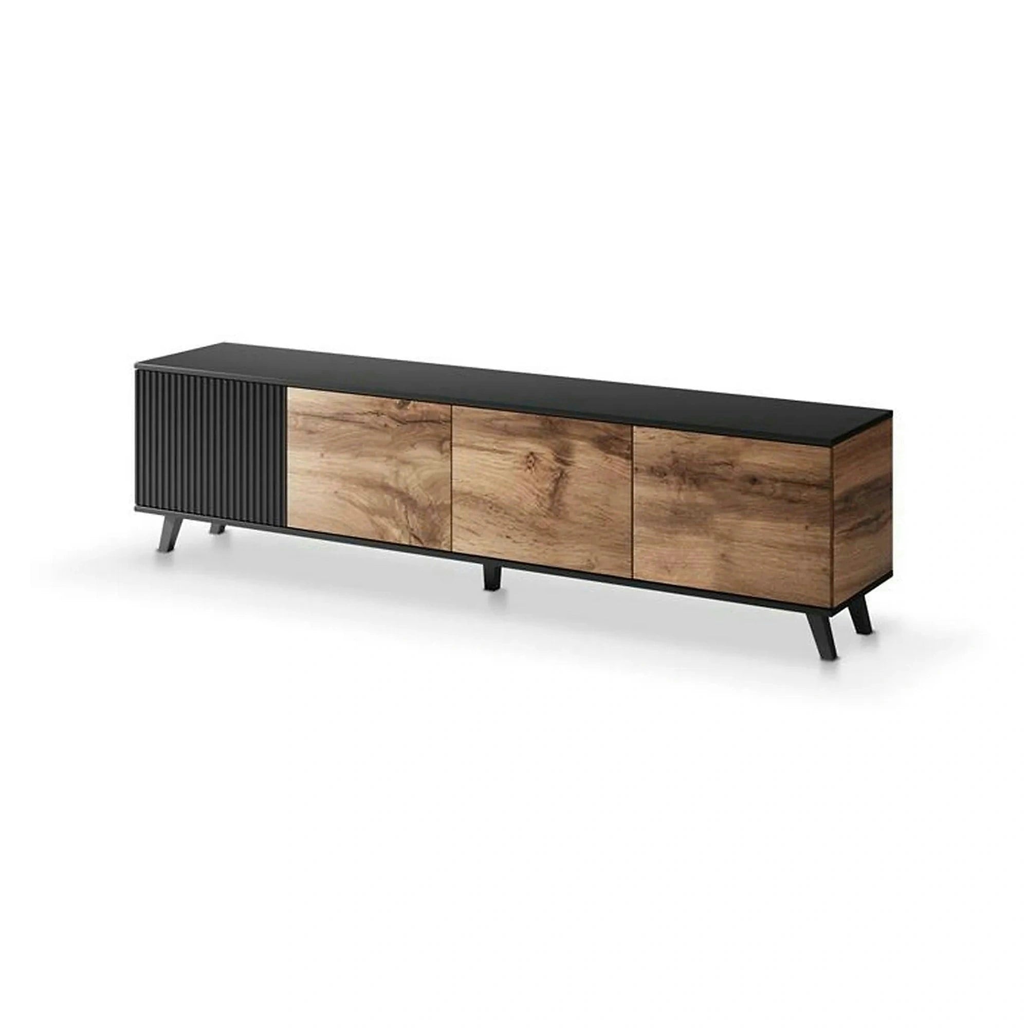 Comoda TV RANDOM, stejar wotan/negru, PAL furniruit, 200x40x52 cm