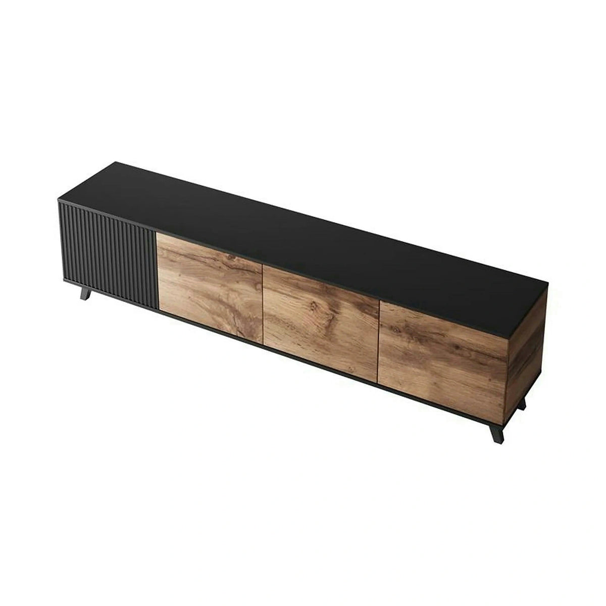 Comoda TV RANDOM, stejar wotan/negru, PAL furniruit, 200x40x52 cm