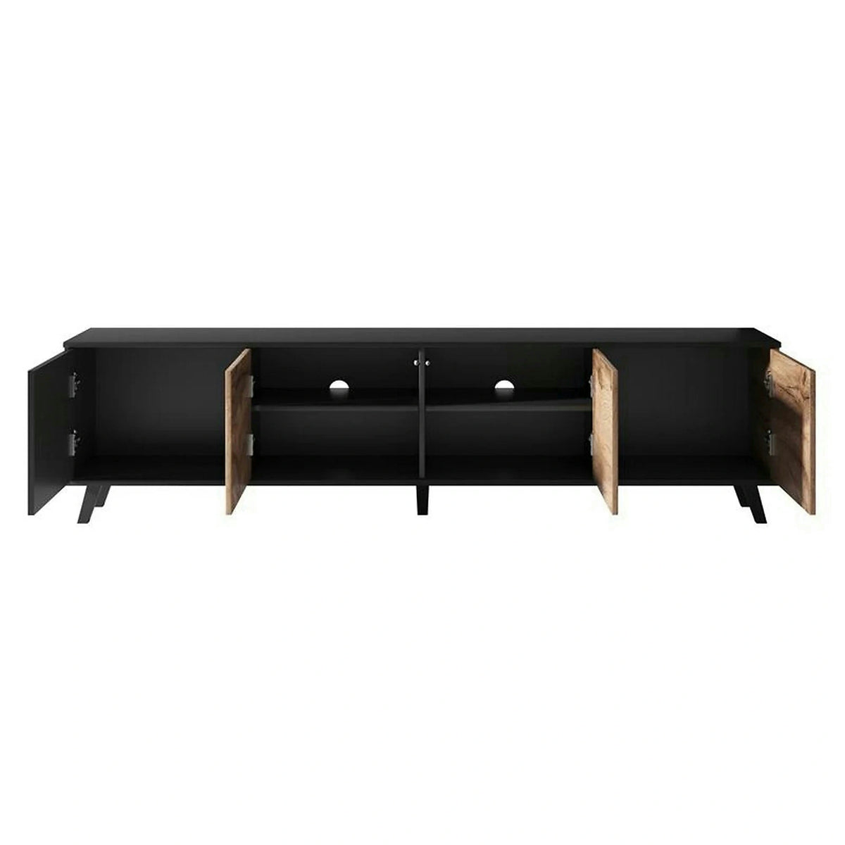 Comoda TV RANDOM, stejar wotan/negru, PAL furniruit, 200x40x52 cm