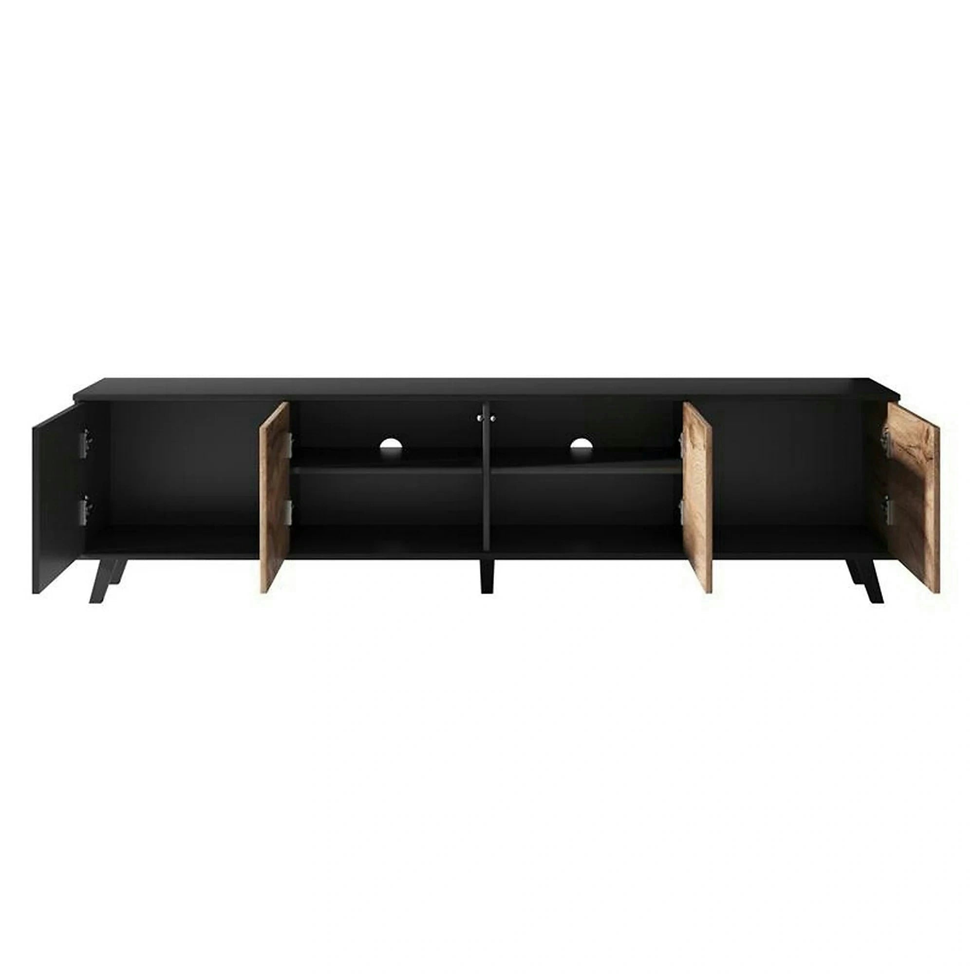 Comoda TV RANDOM, stejar wotan/negru, PAL furniruit, 200x40x52 cm