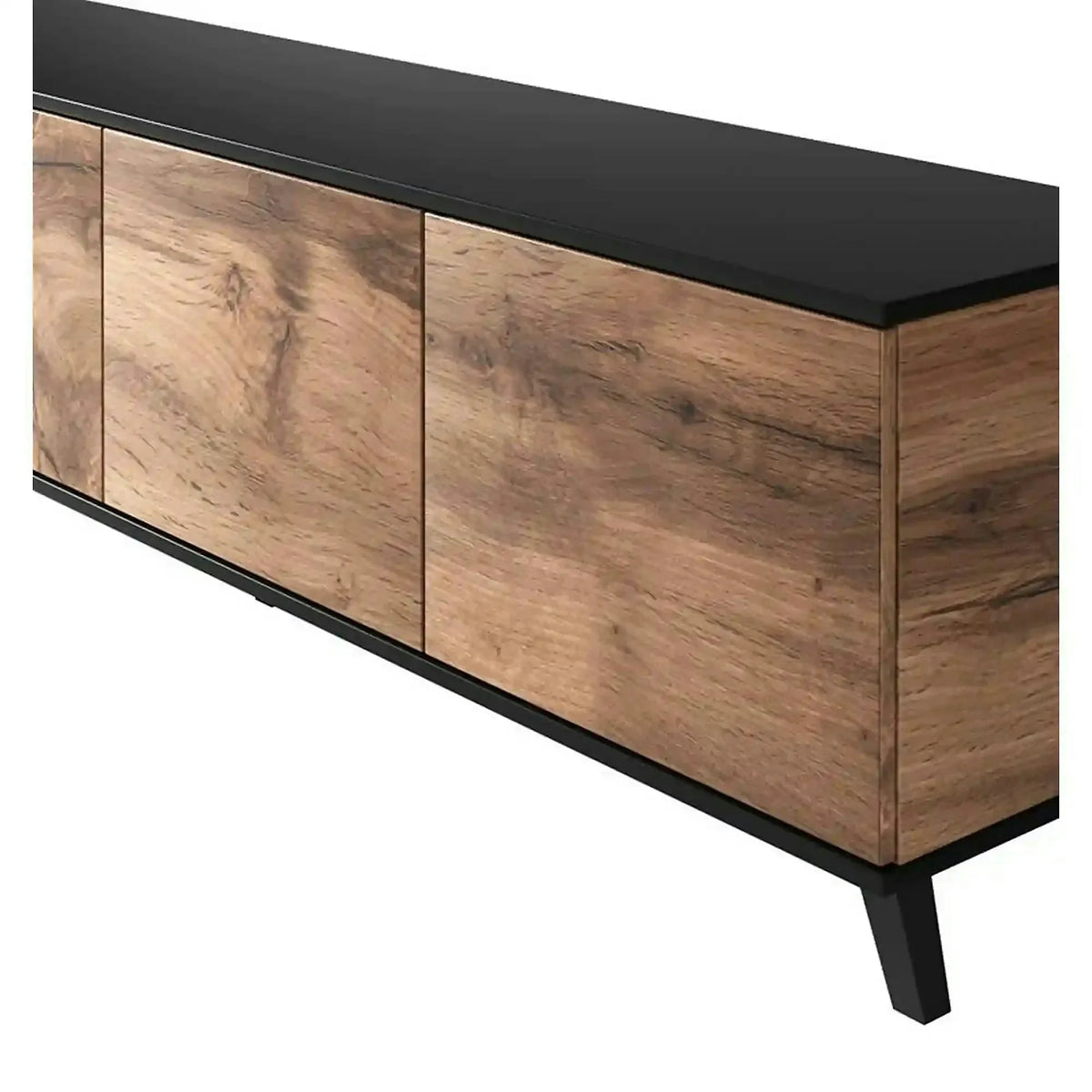 Comoda TV RANDOM, stejar wotan/negru, PAL furniruit, 200x40x52 cm